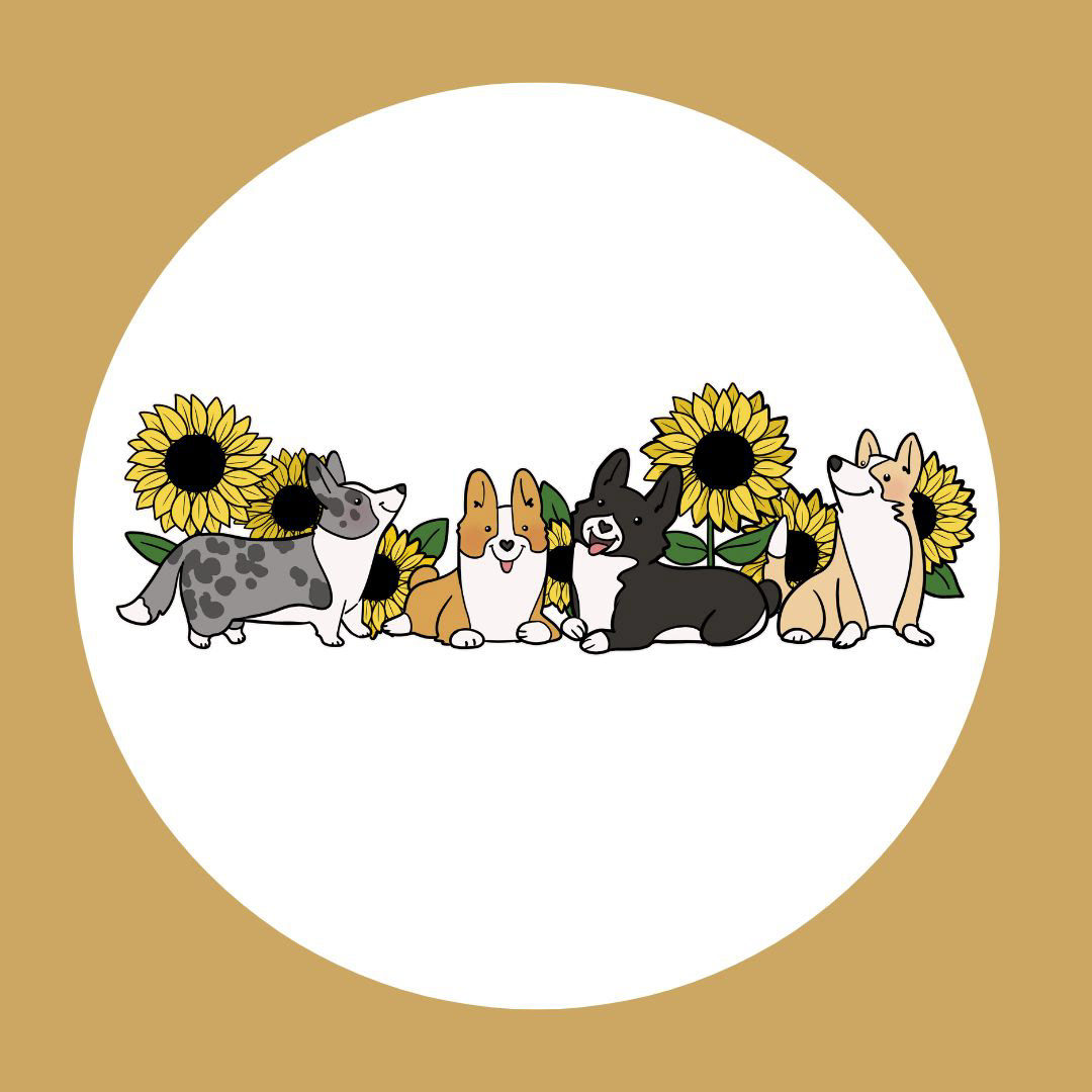 "Summer Sunflower Corgis"