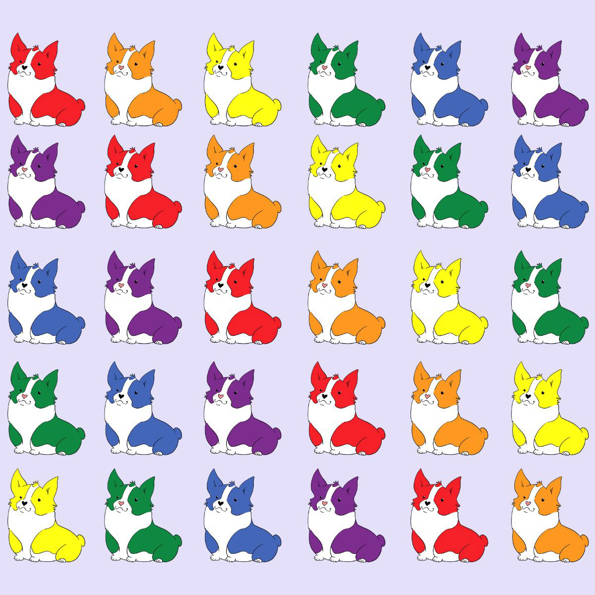 "Rainbow Corgis"
