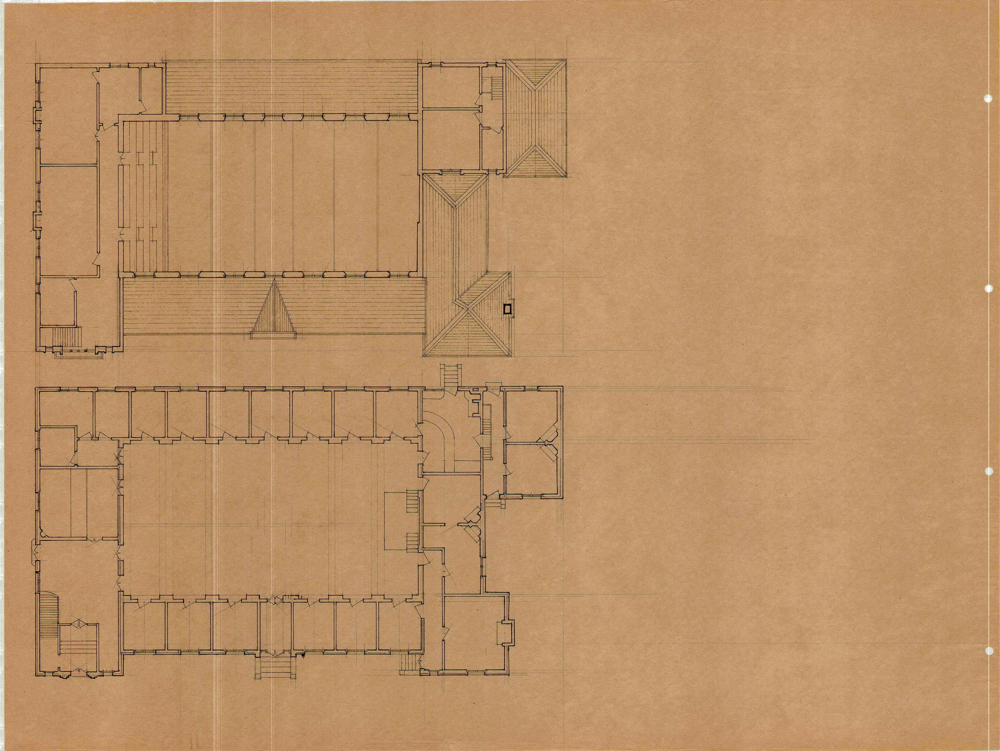 Plan of original church with studies