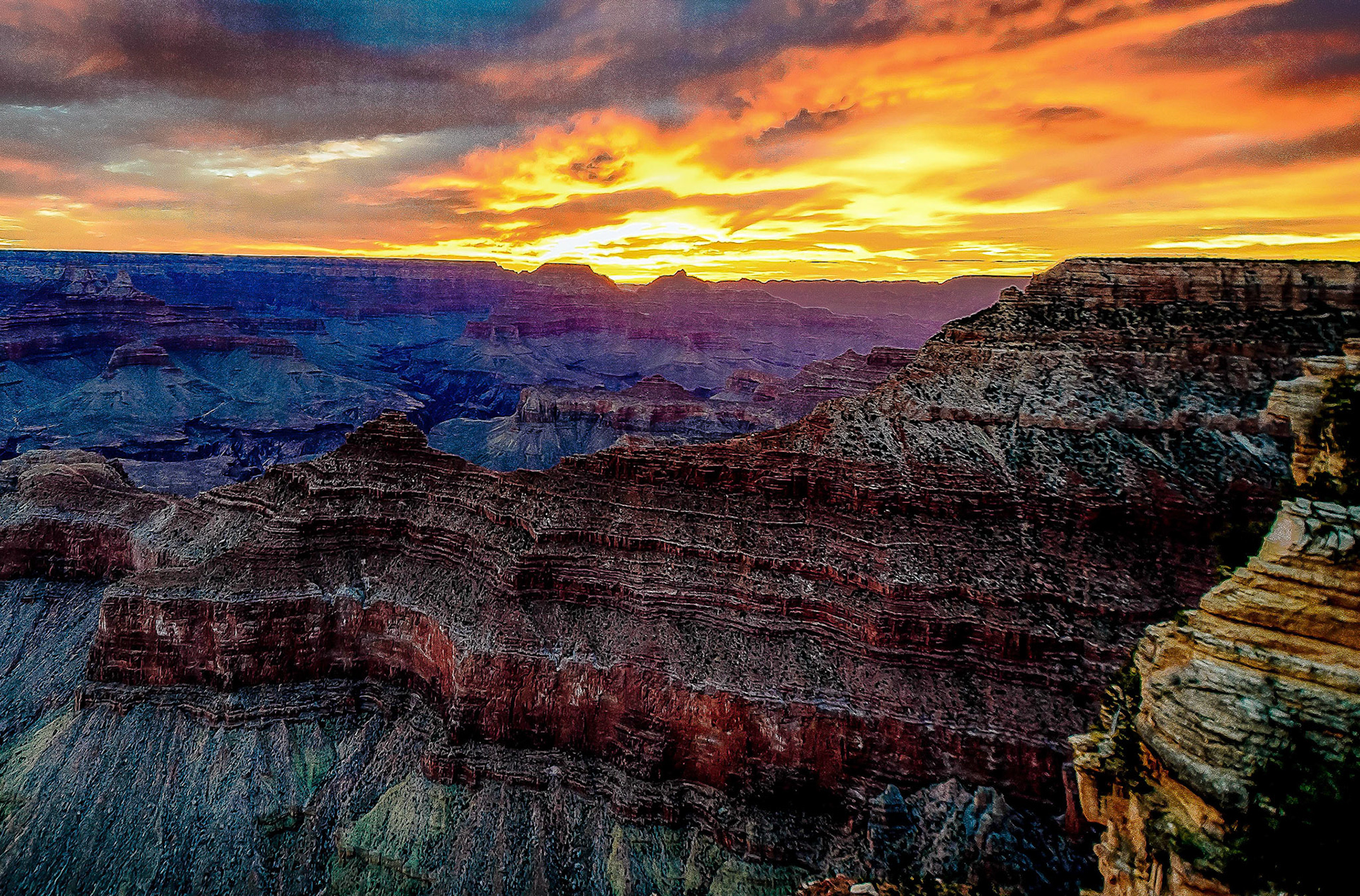 Morning Flames over the Grand Canyon