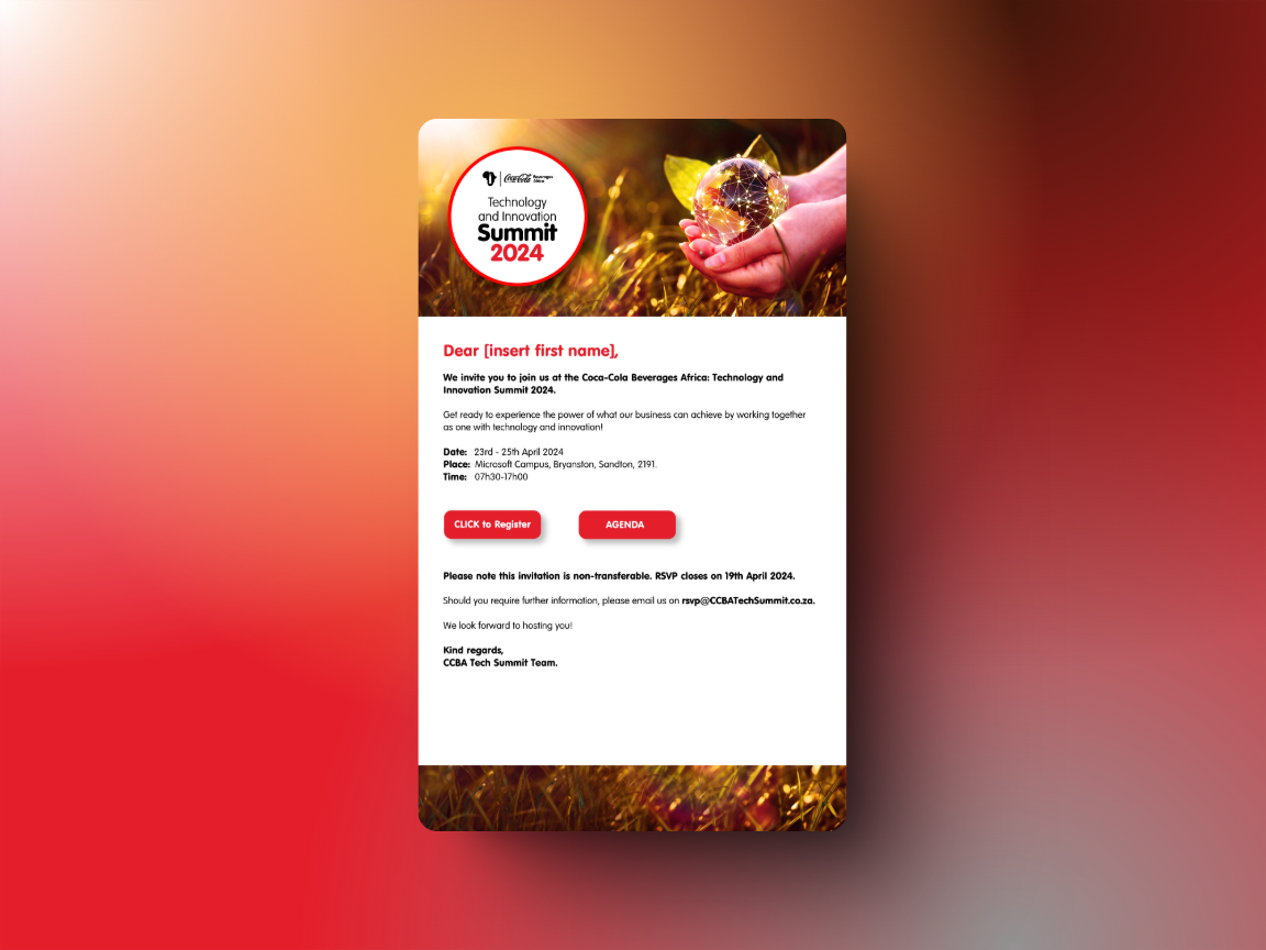 CCBA TECH SUMMIT EMAILER