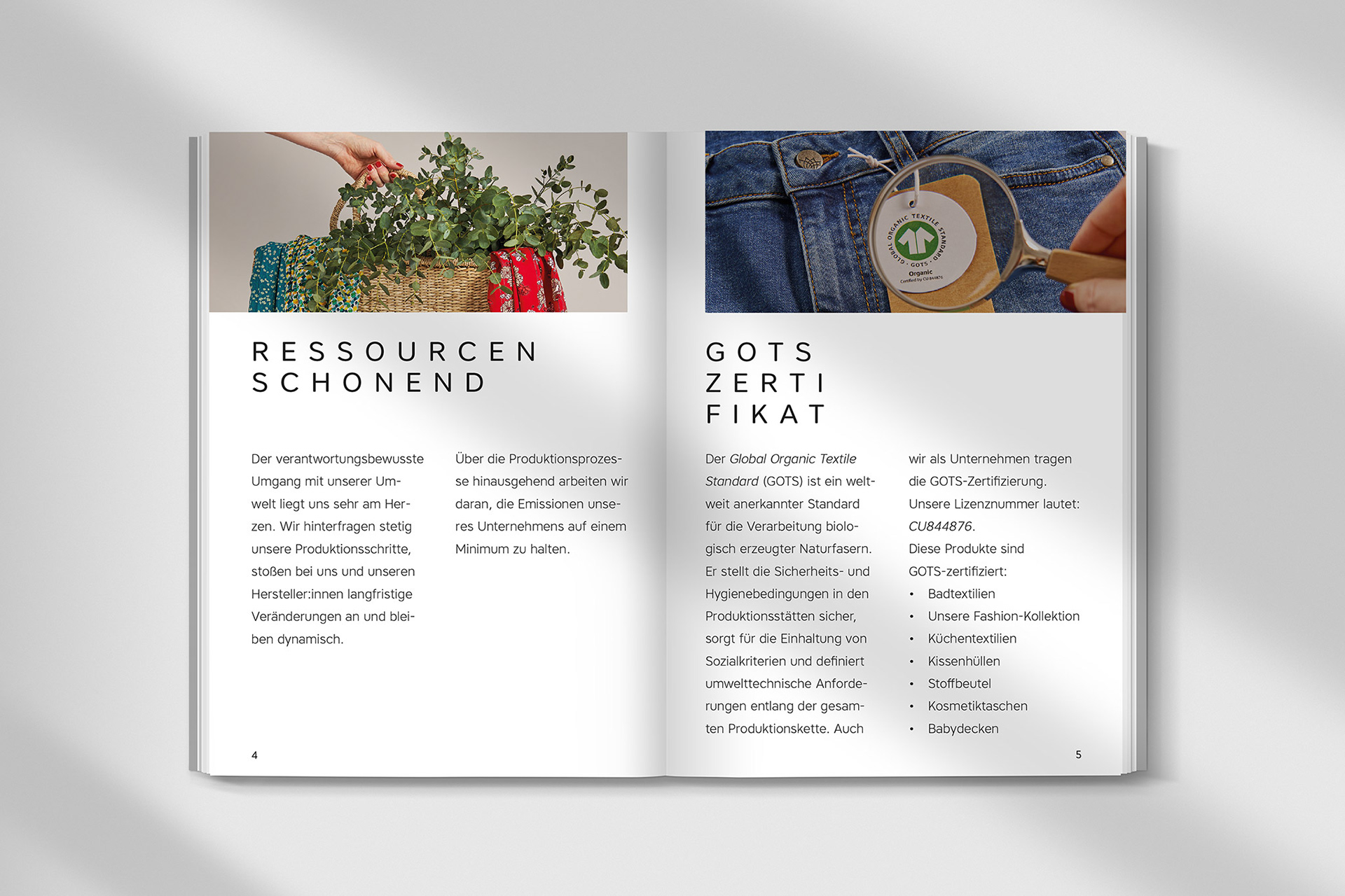 Brochure about sustainability inner part