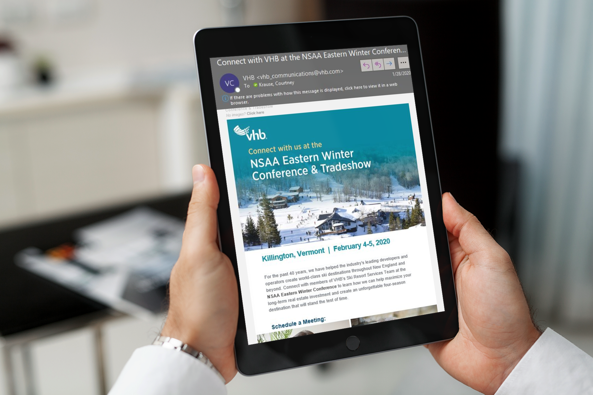 An example of an eblast sent to 2,500+ clients