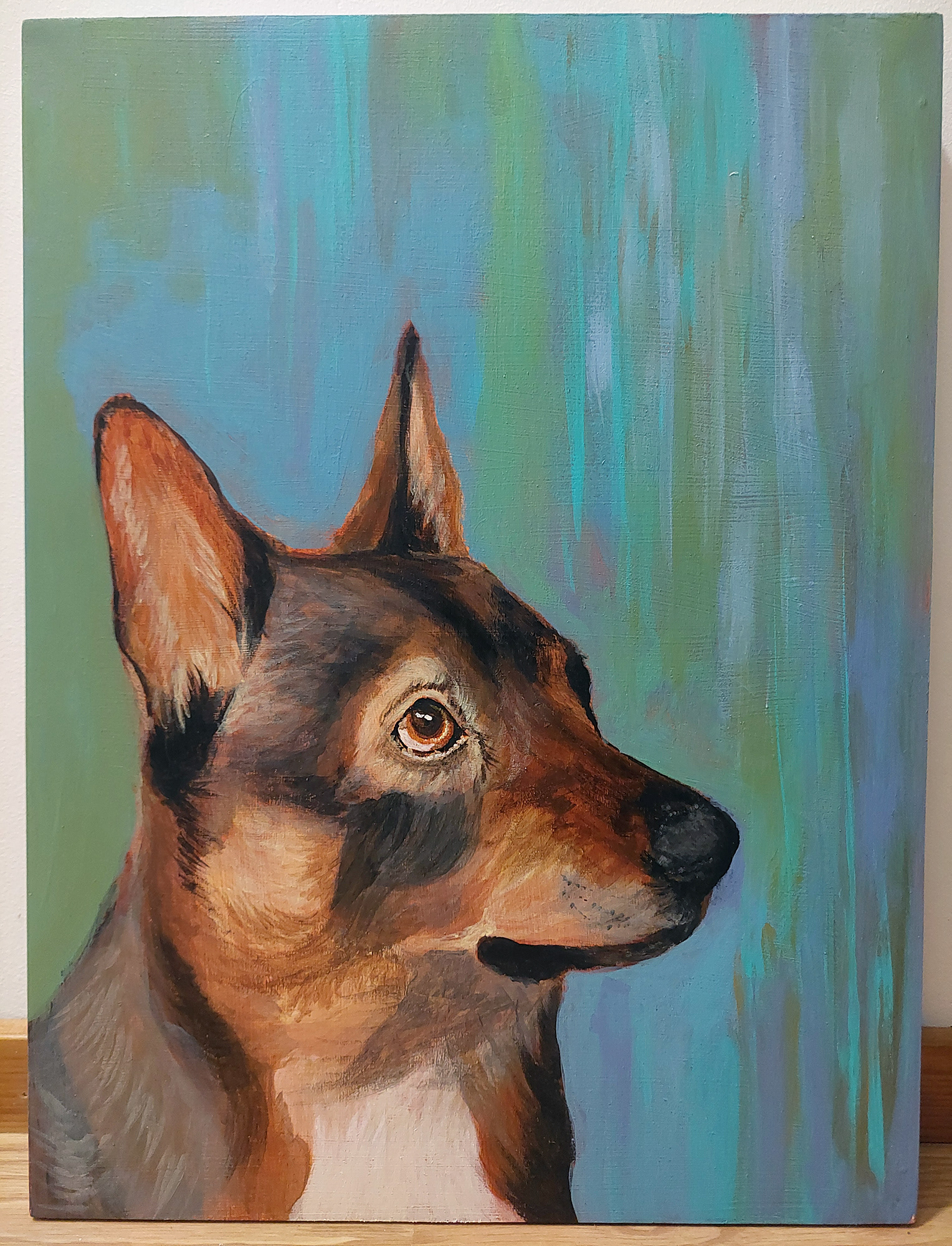 Oma koira. Akryylimaalaus.
