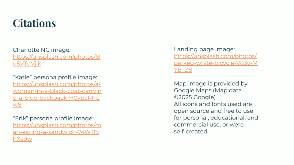 Citations for all imagery and fonts used