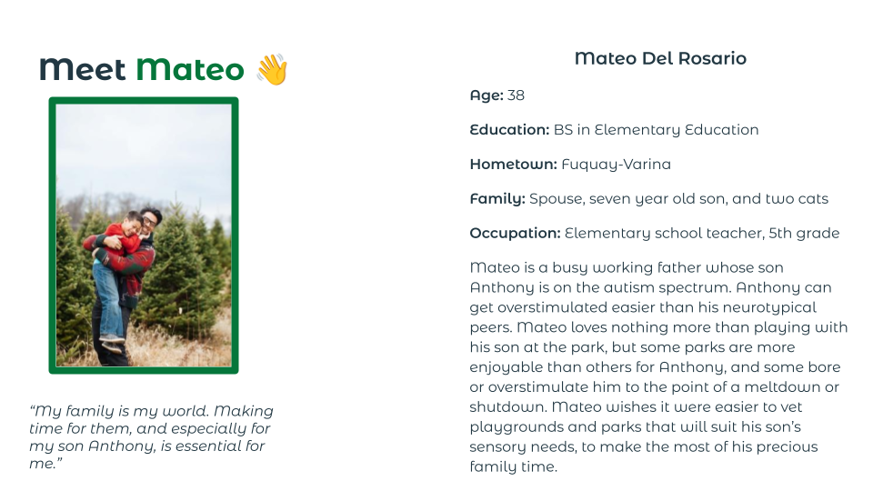 Persona for Mateo, the father of a child with autism