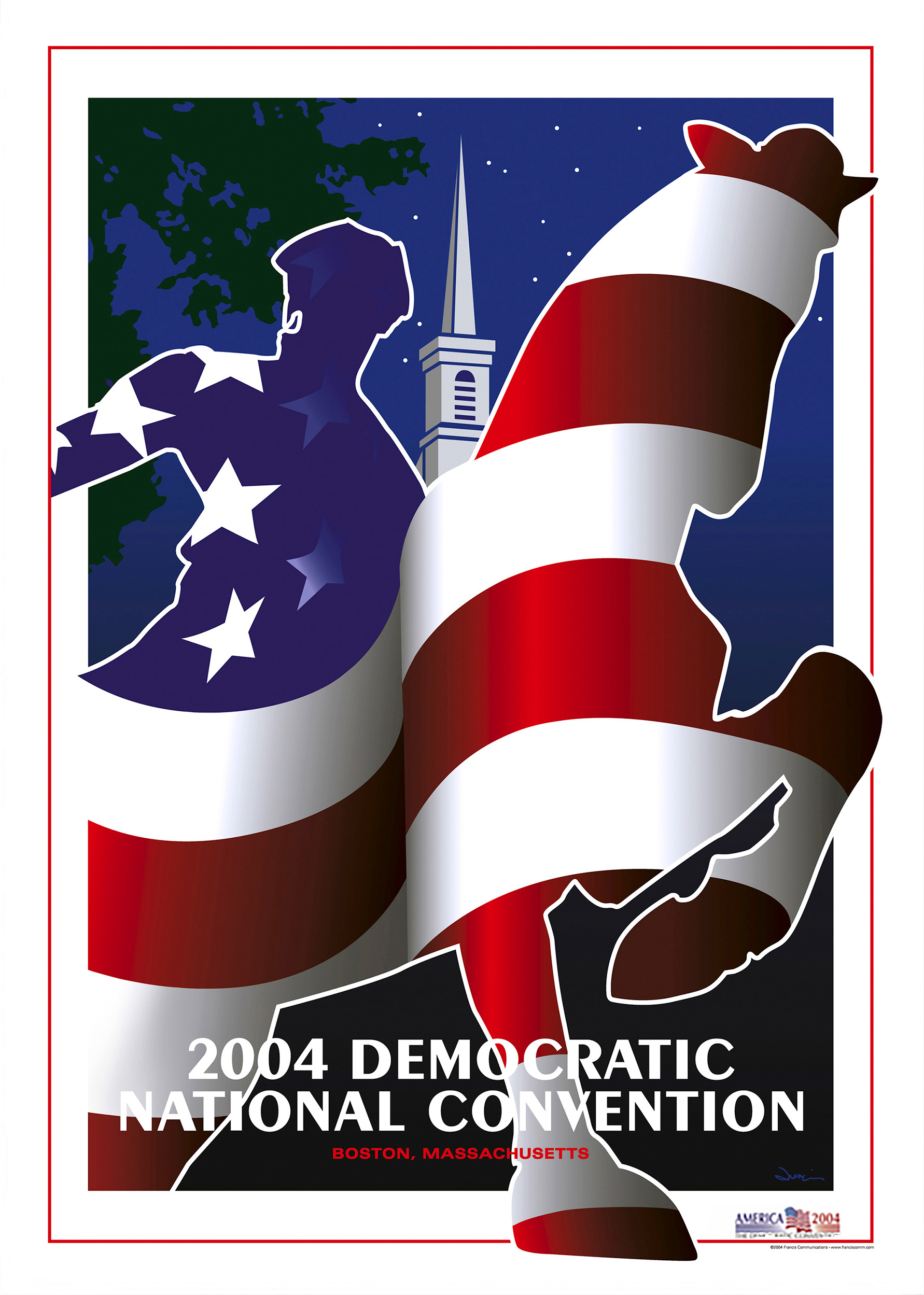 2004 DNC Official Poster, Boston, MA. Keith Francis Official Artist. Paul Revere
