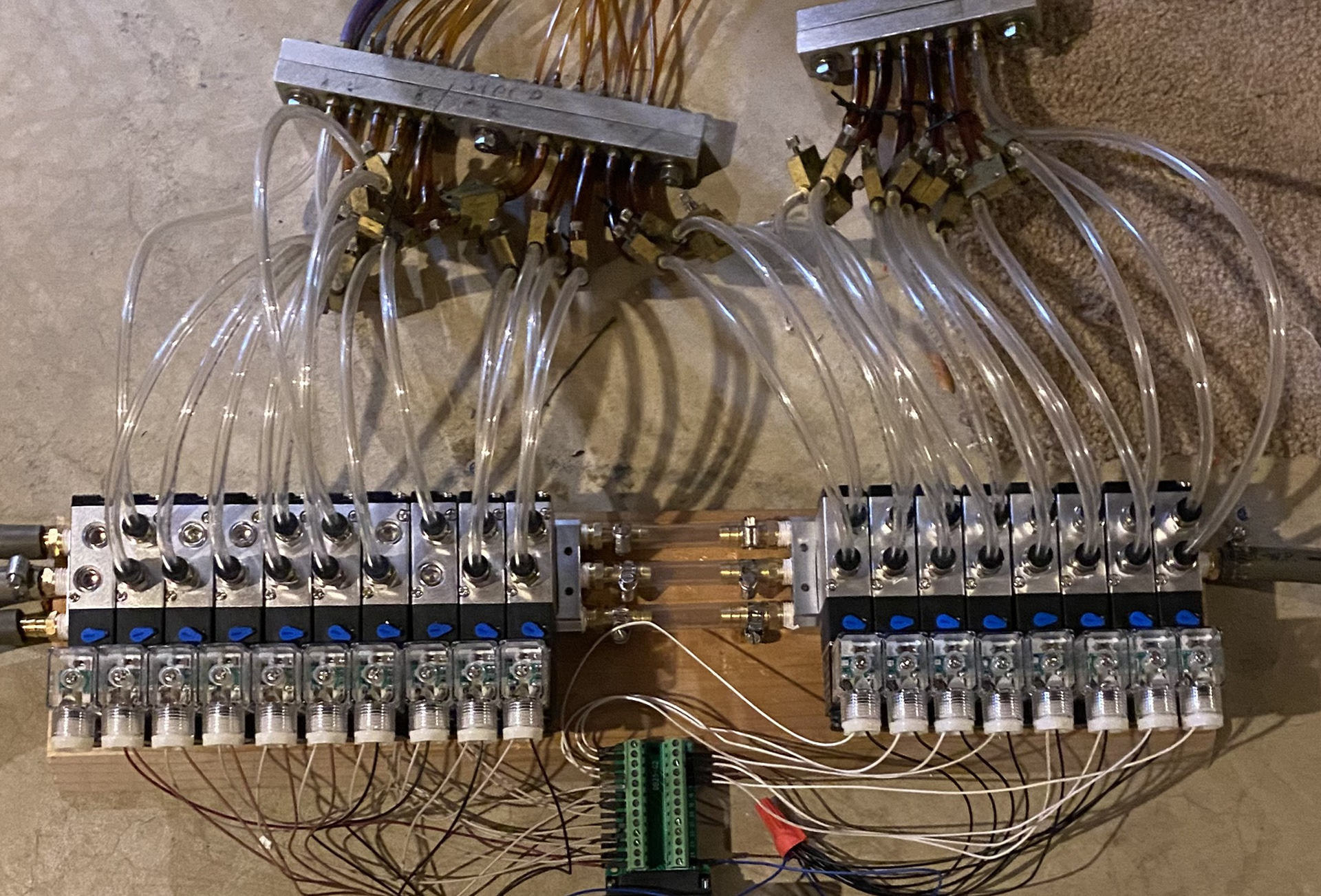 First Wiring of Solenoids (messy, but works)