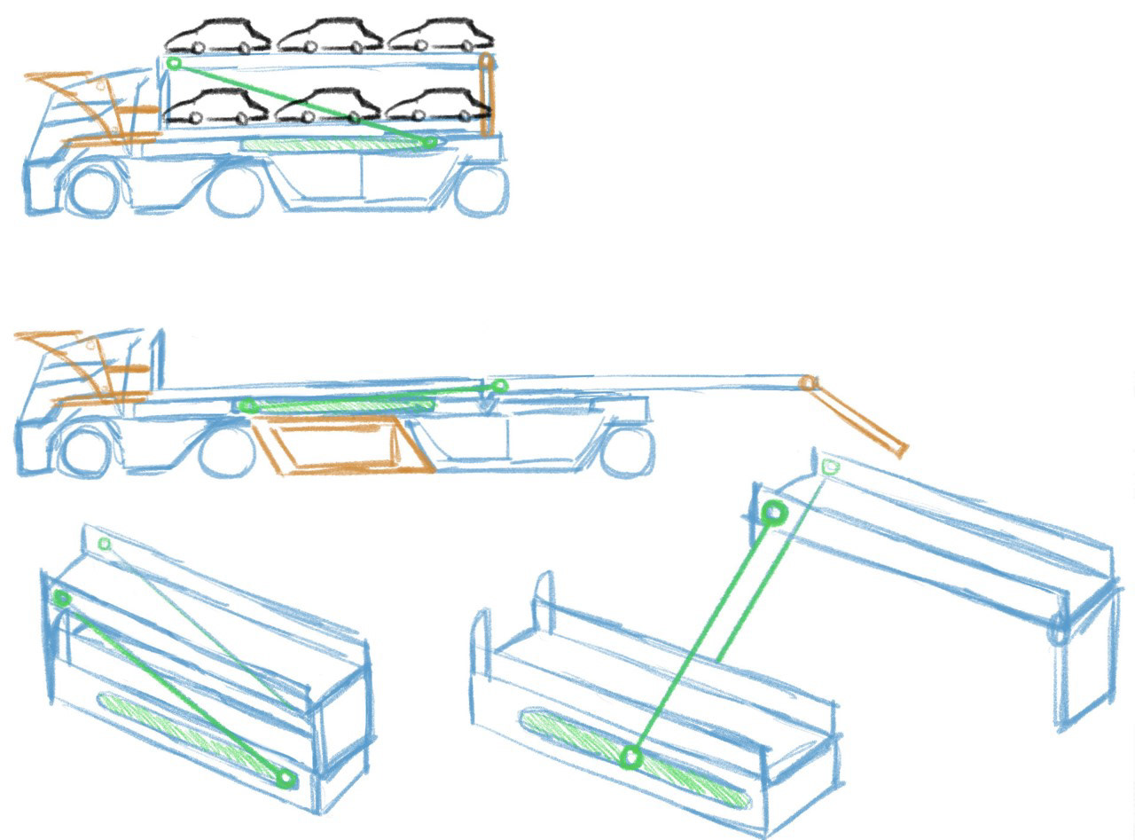 1st mech. design for extending hauler