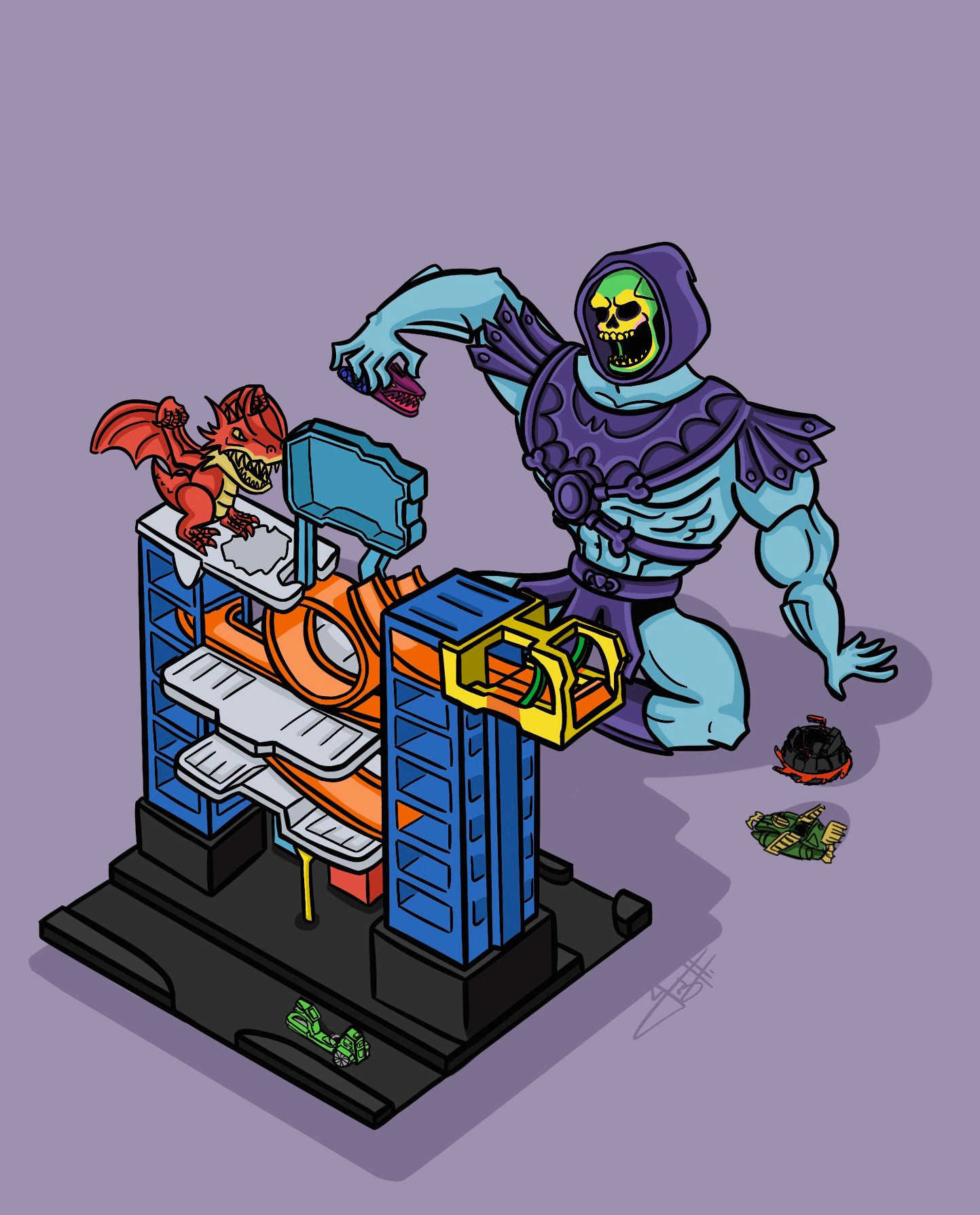 "Skeletor Playing with HW Garage"- 2023