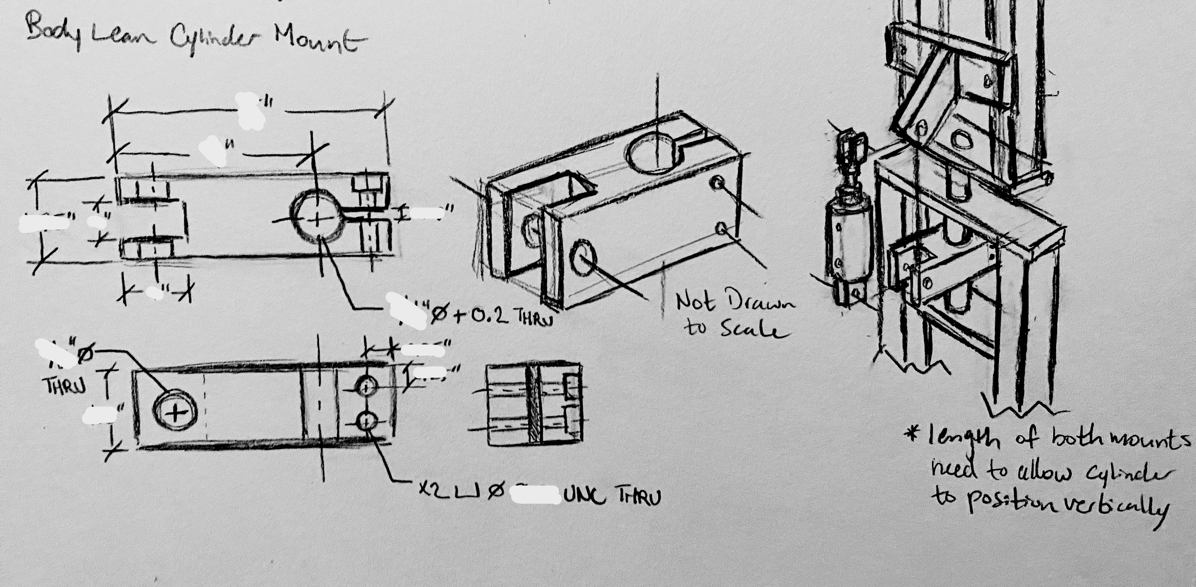 Body-lean Cylinder Mount Multi-view Drawing