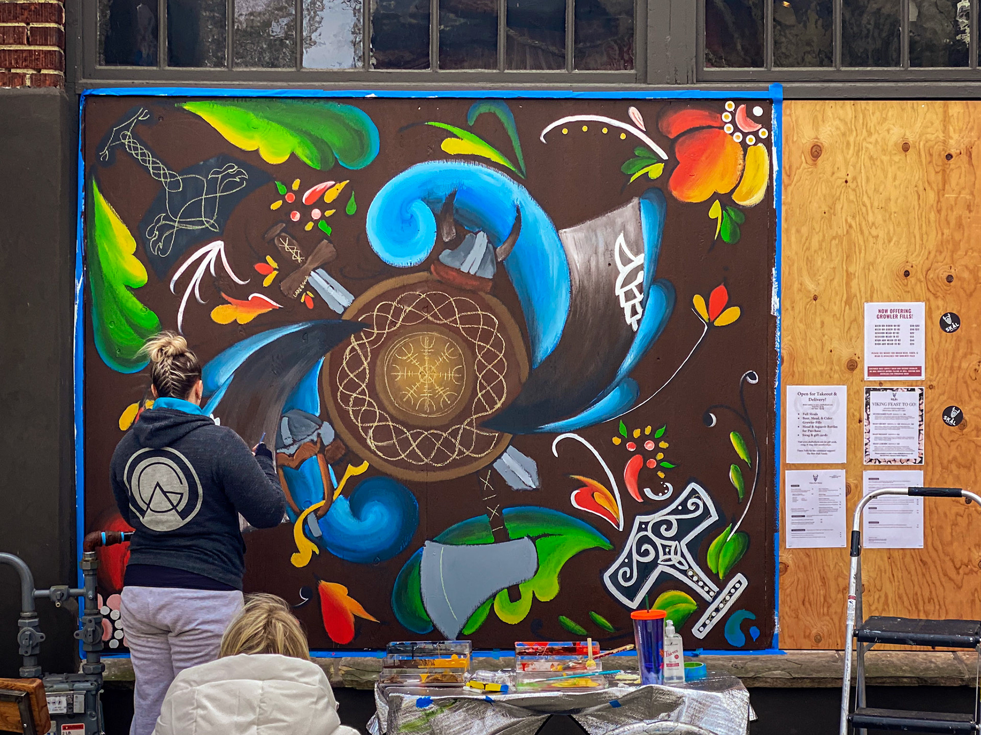 Skal - Mural in-process by @mmork and @marithelenaart