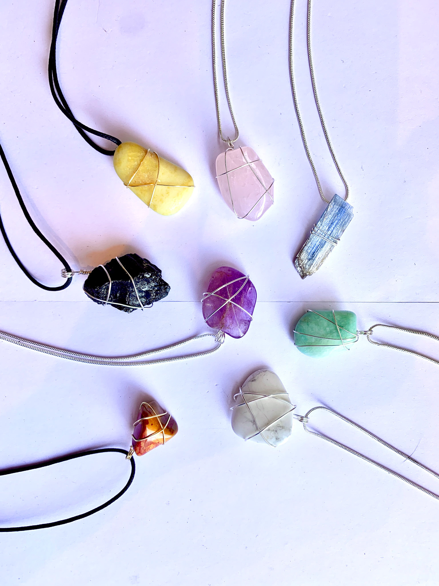 wire-wrapped necklaces