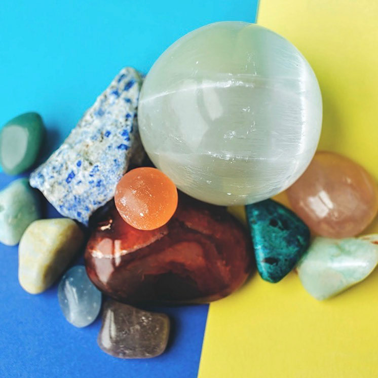 selenite spheres + more