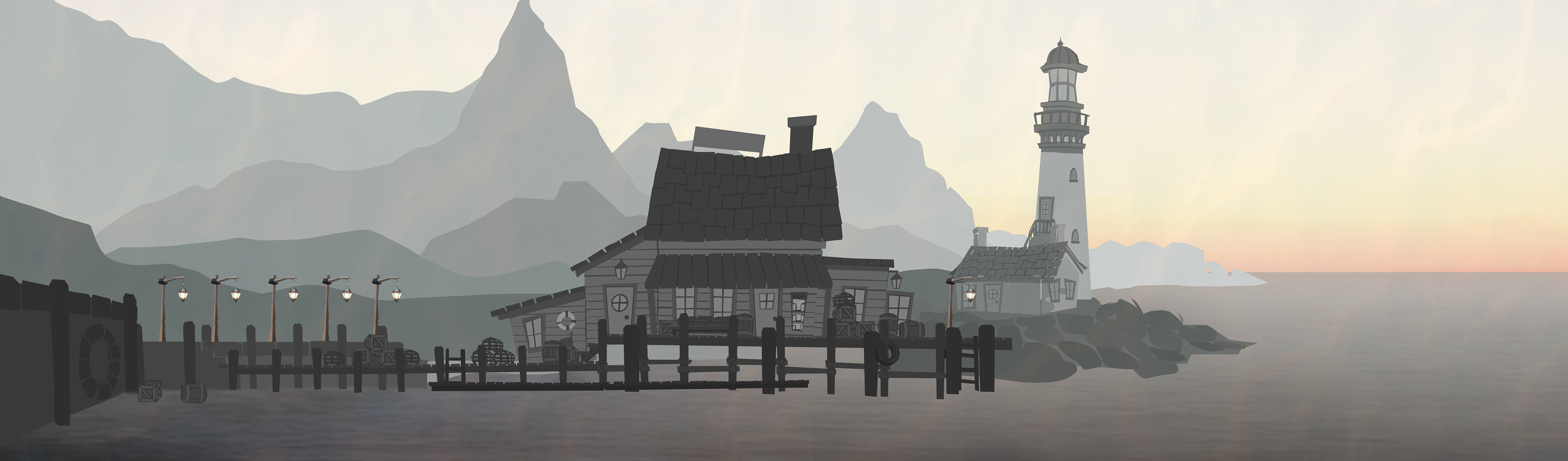Concept Art for the outro level - the harbour.