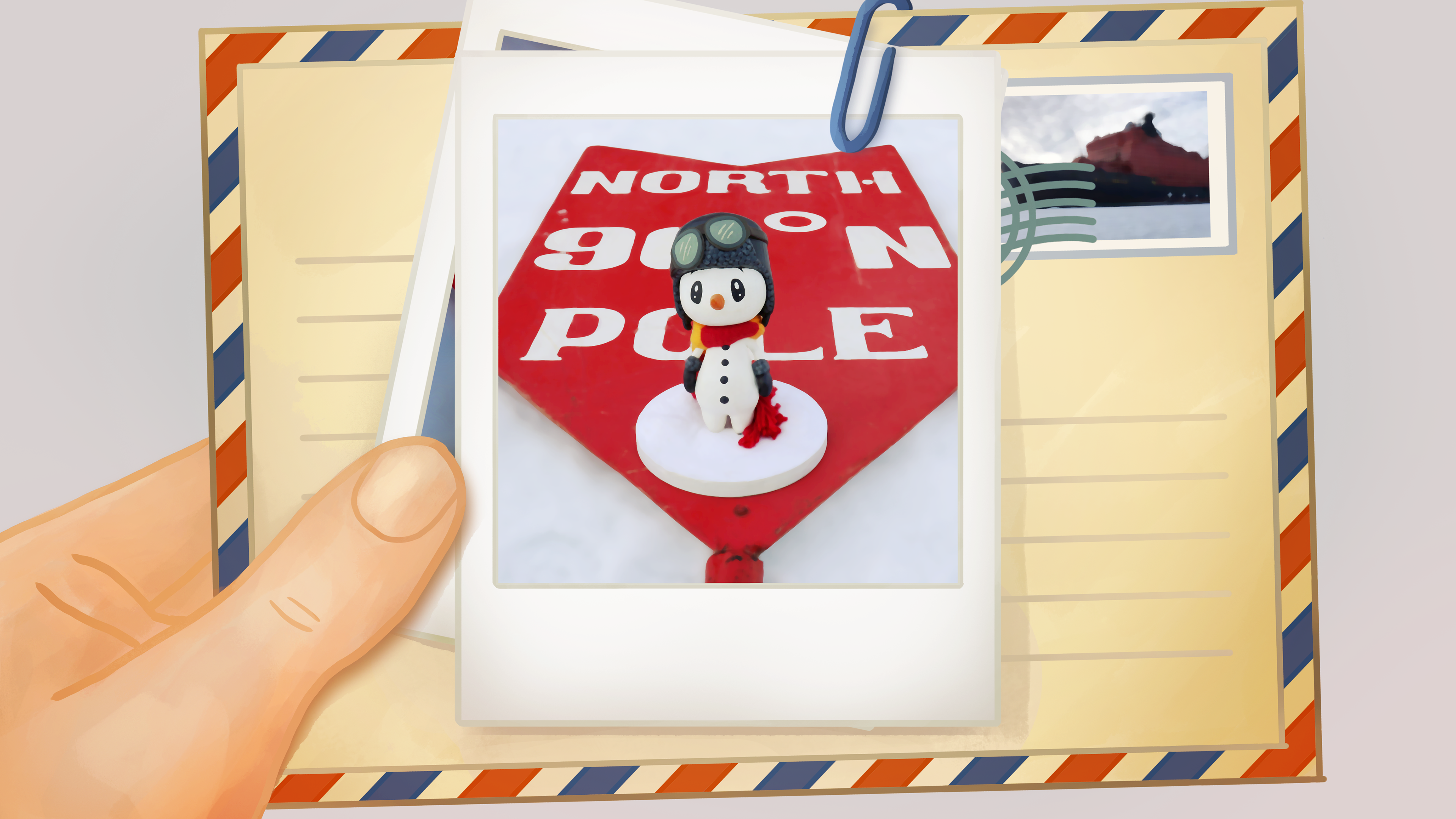 Illustrated postcard to overlay background image
