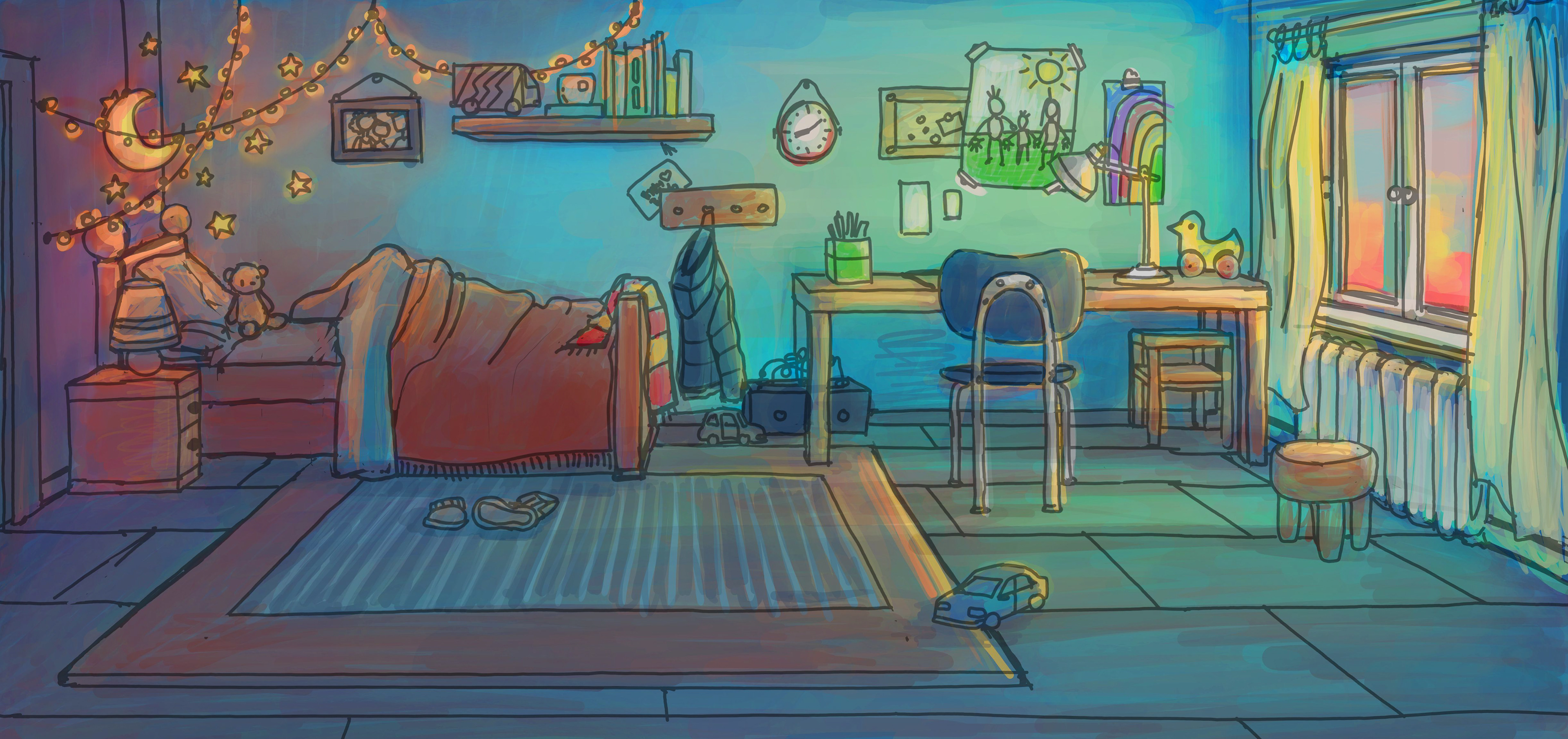 William's Bedroom | Color Sketch | Adobe Photoshop