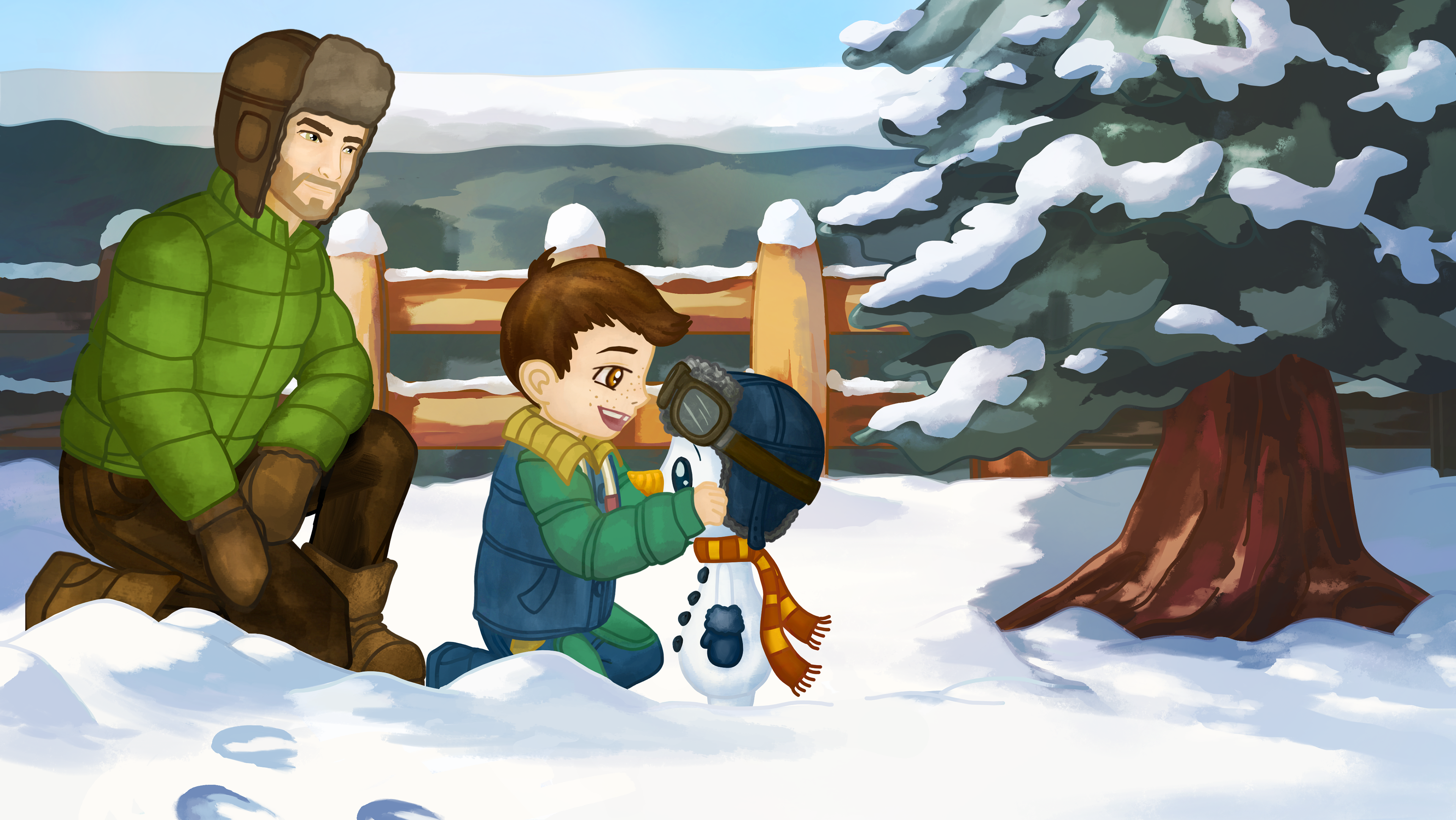Intro Illustration | Character Design and Illustration by Nadine Harter | Environment Coloring by Lisa Jentsch | Adobe Photoshop