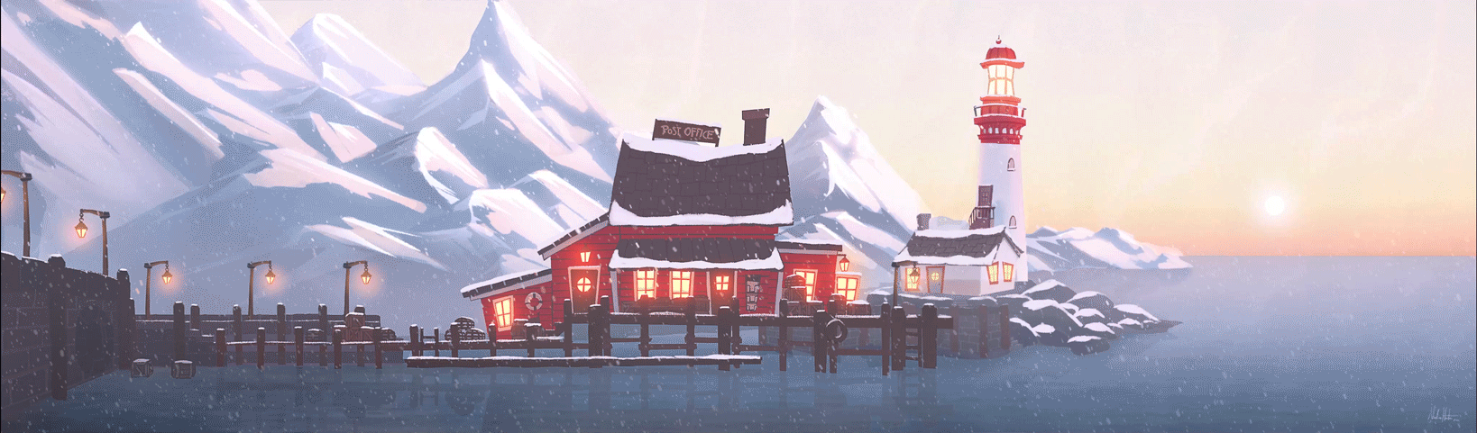 Northern Harbor Animated | Environment Design | Adobe Photoshop & After Effects | Reworked 2022
