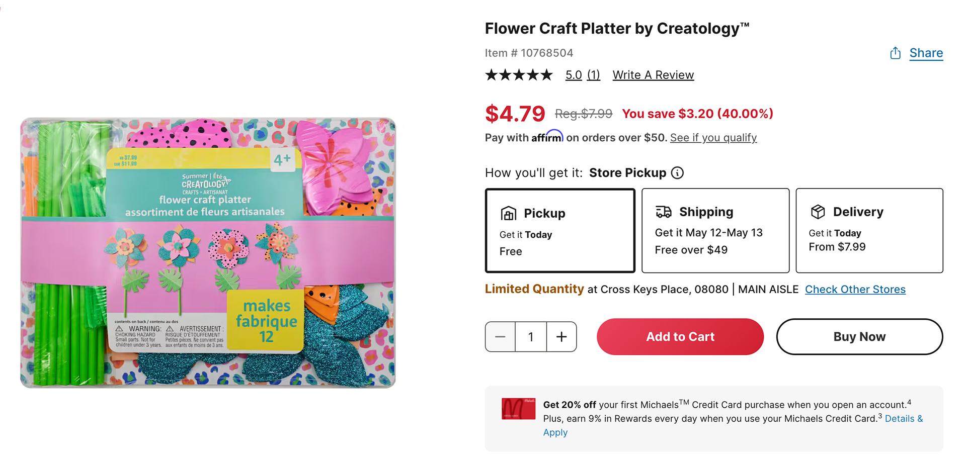 Product Listing on Michaels.com