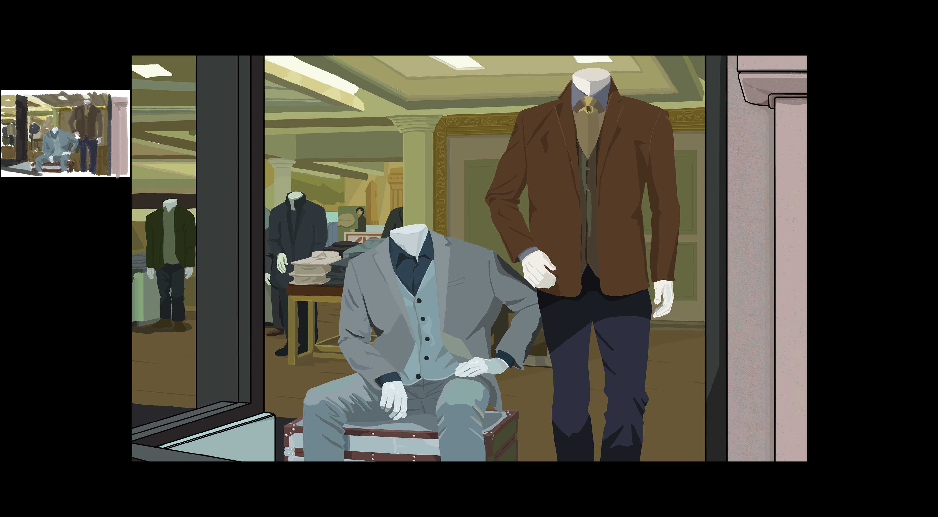 Background with thumbnail sketch