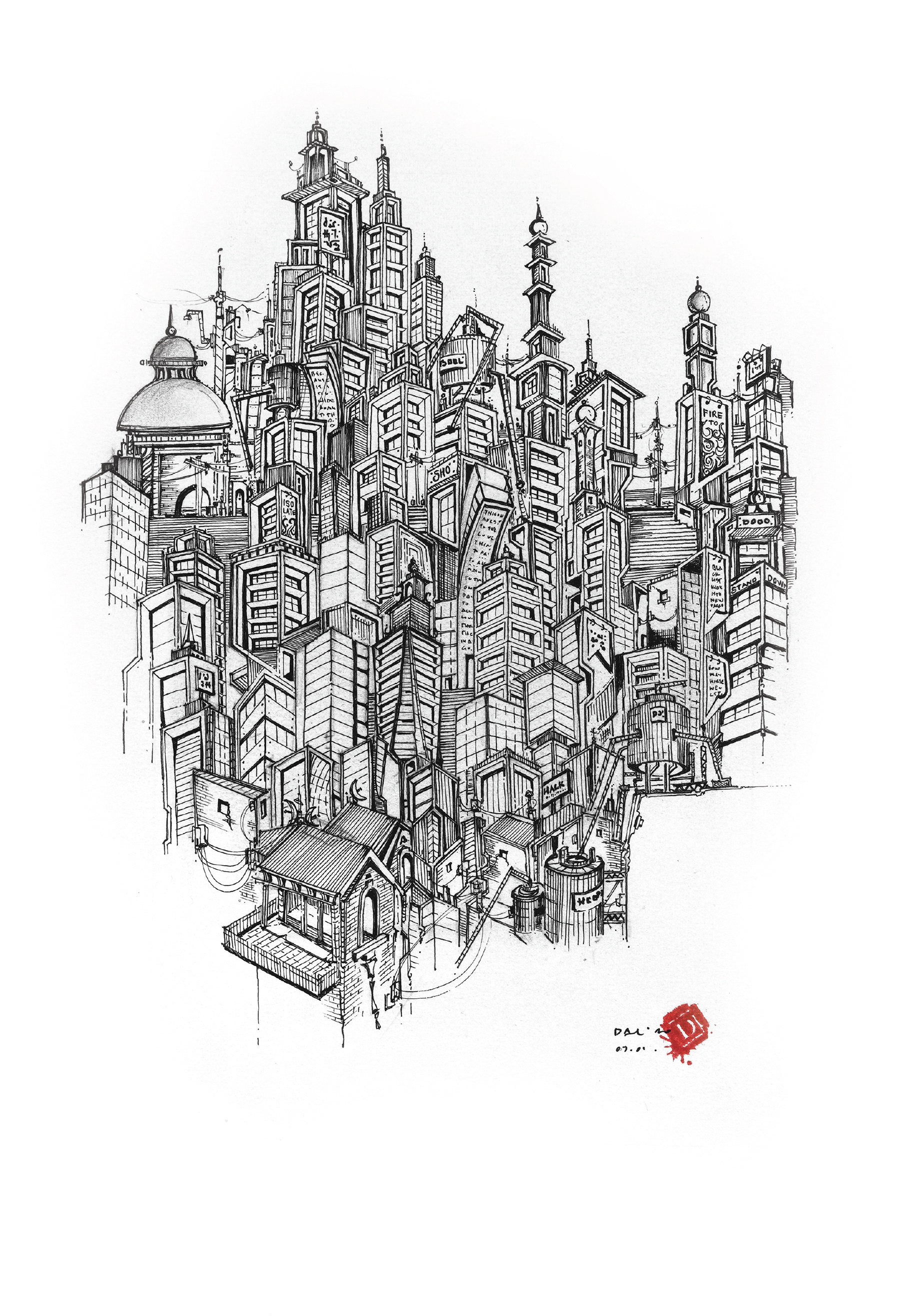 Kağıt üzerine Siyah Mürekkep / black ink On Paper 30cm X 40cm