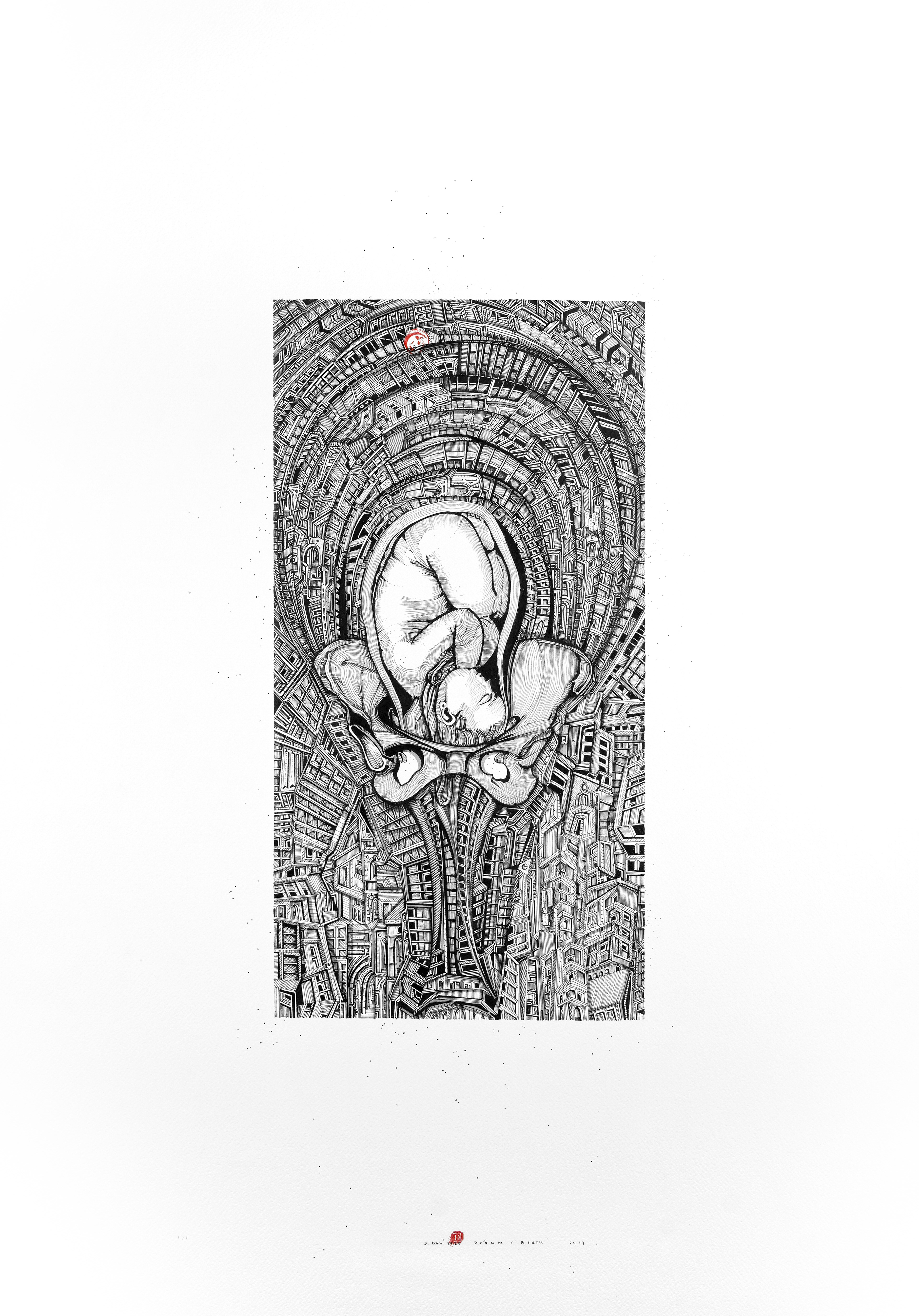 ANNE MÜZESİ Kağıt üzerine   Siyah Mürekkep /  black ink  On Paper  70cm X 100cm