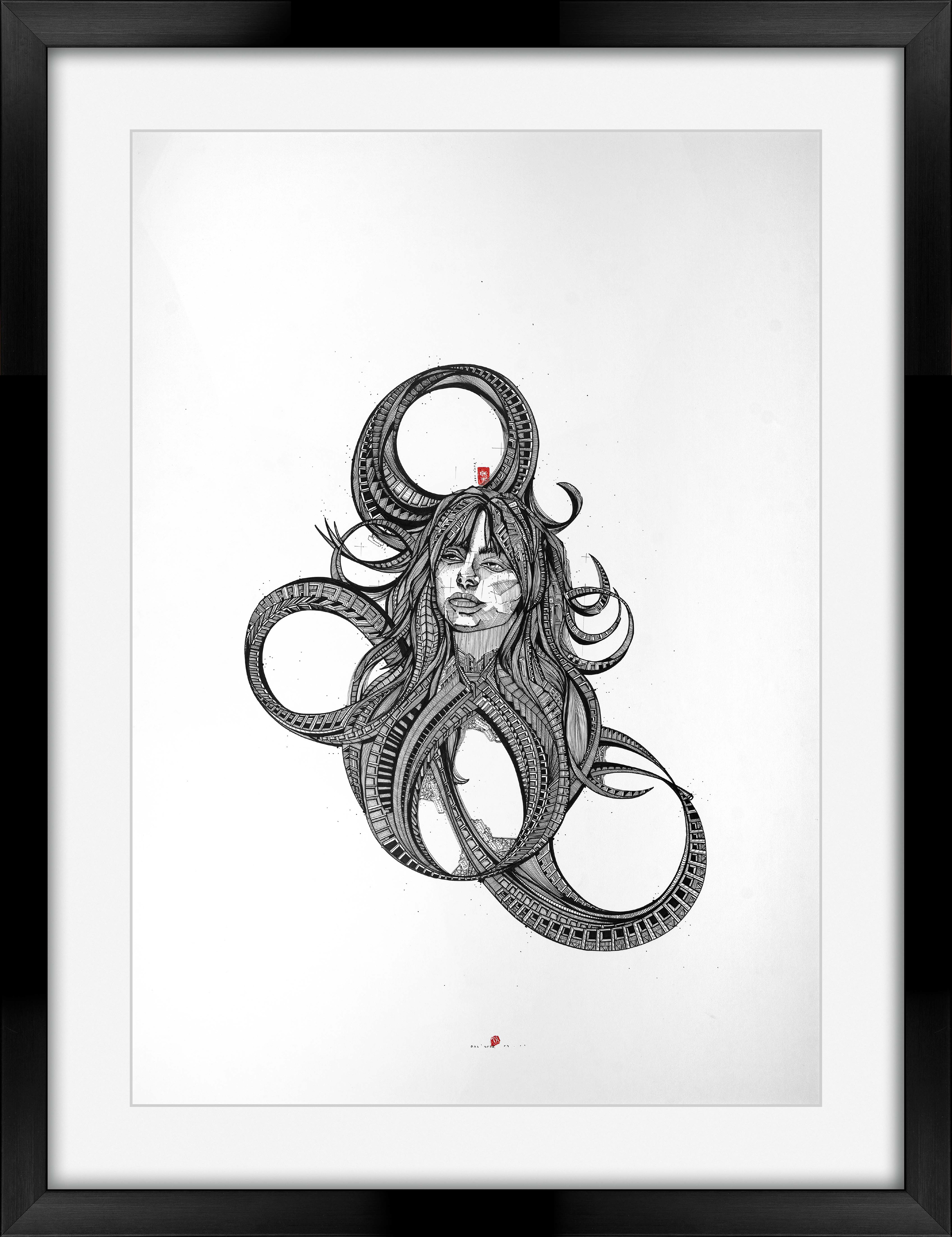 Kağıt üzerine   Siyah Mürekkep /  Black ink On Paper  100cm X 70cm