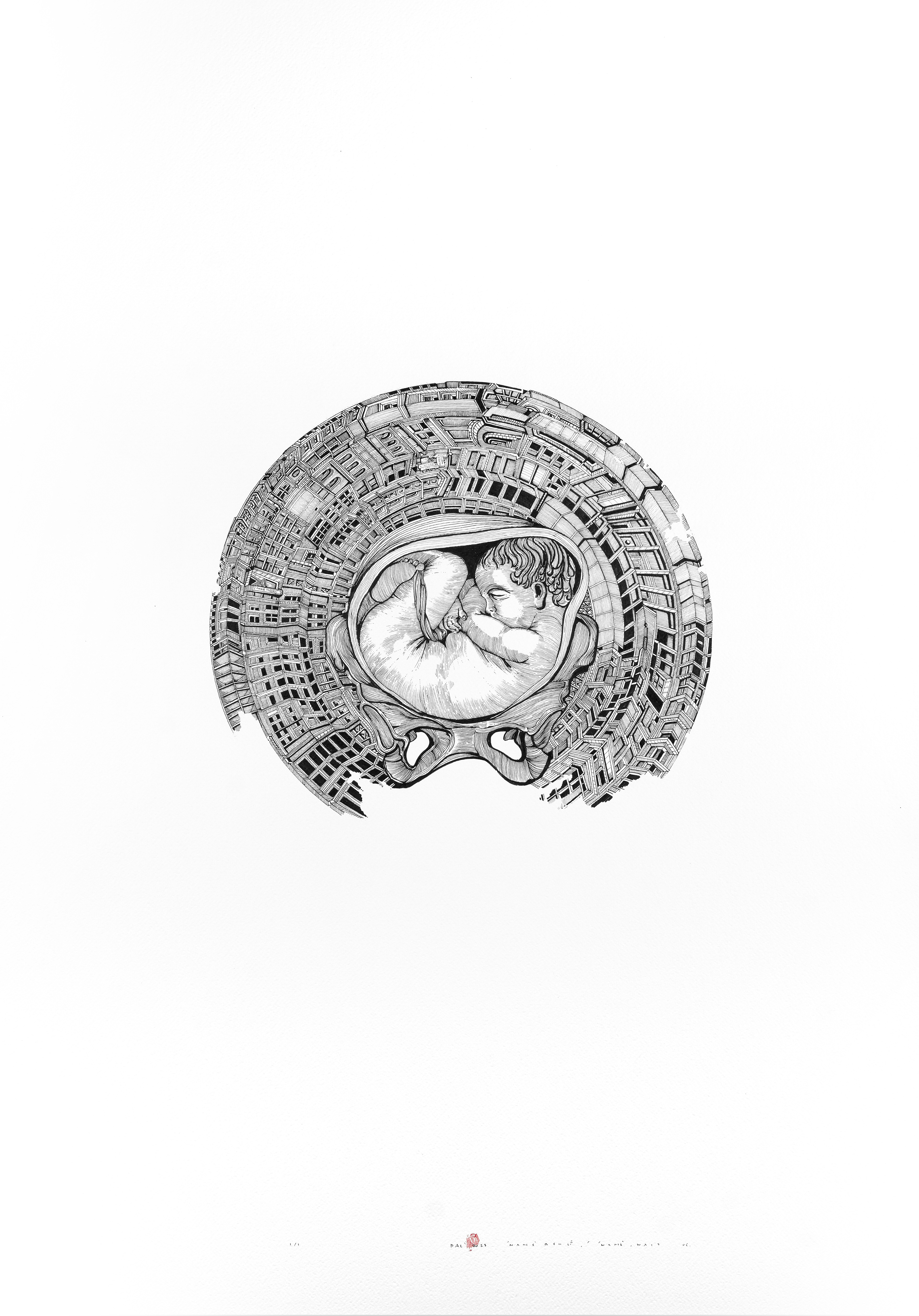 ANNE MÜZESİ Kağıt üzerine   Siyah Mürekkep /  black ink  On Paper  70cm X 100cm