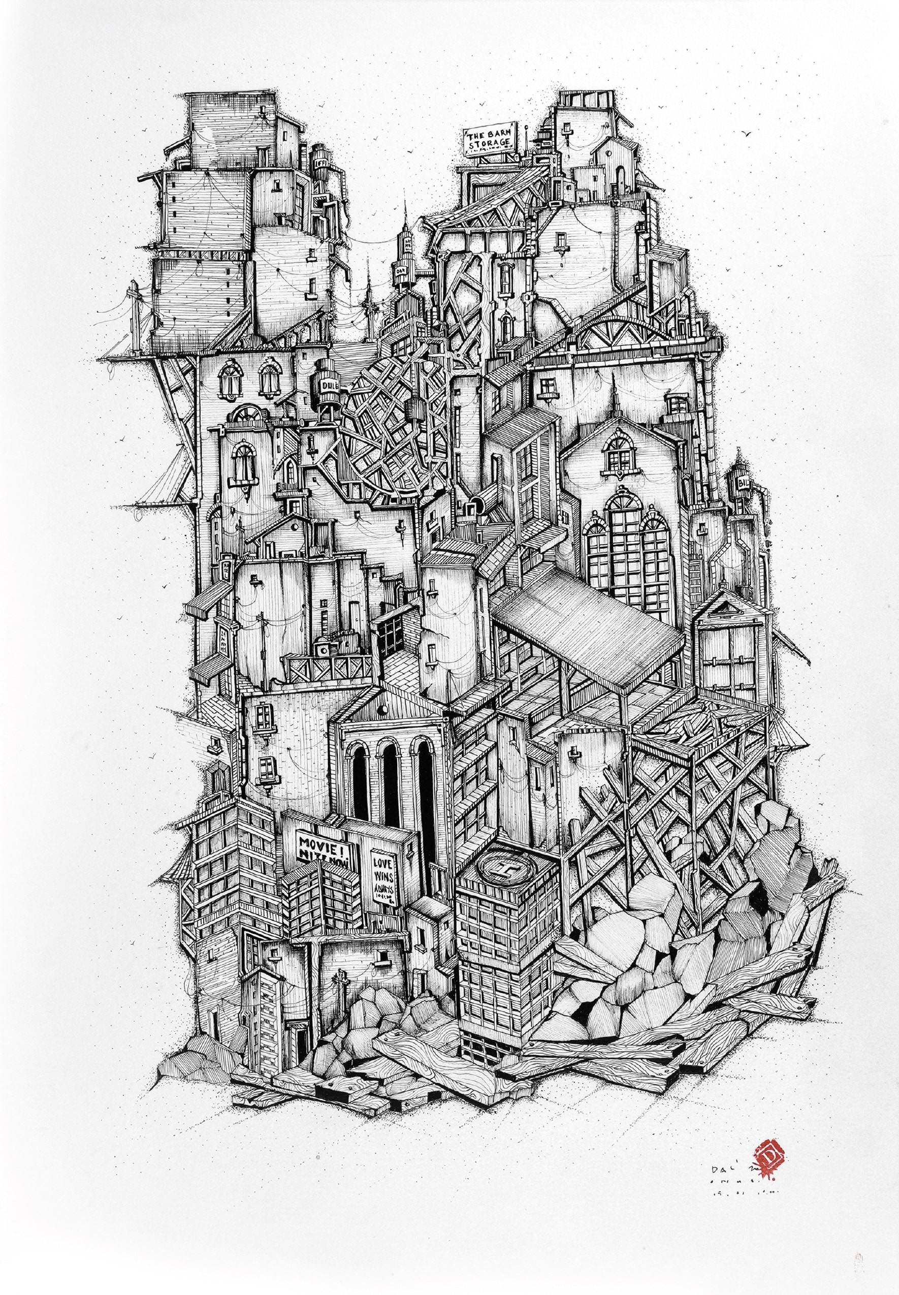 Kağıt üzerine Siyah Mürekkep / black ink On Paper 30cm X 40cm