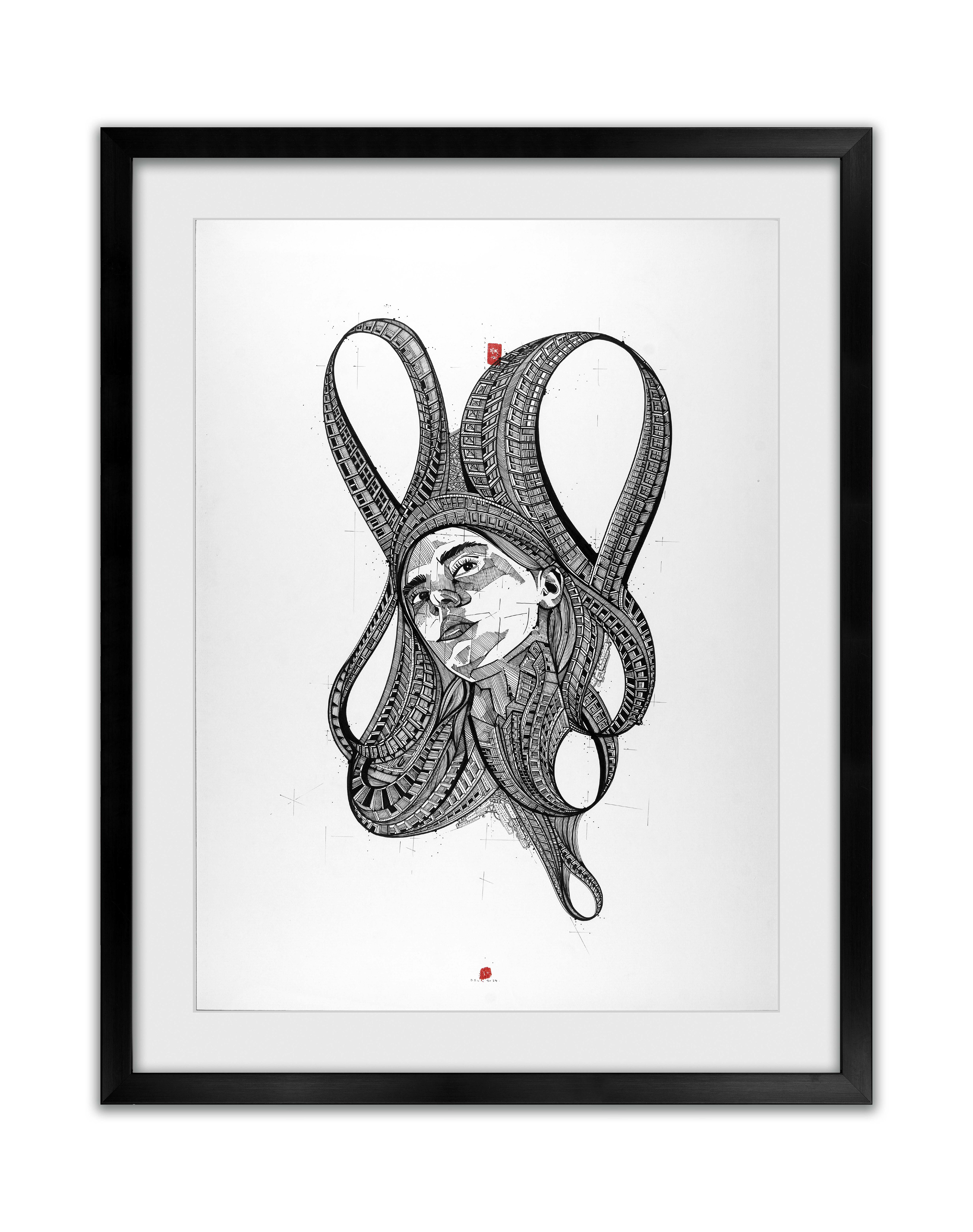 Kağıt üzerine   Siyah Mürekkep /  Black ink On Paper  100cm X 70cm