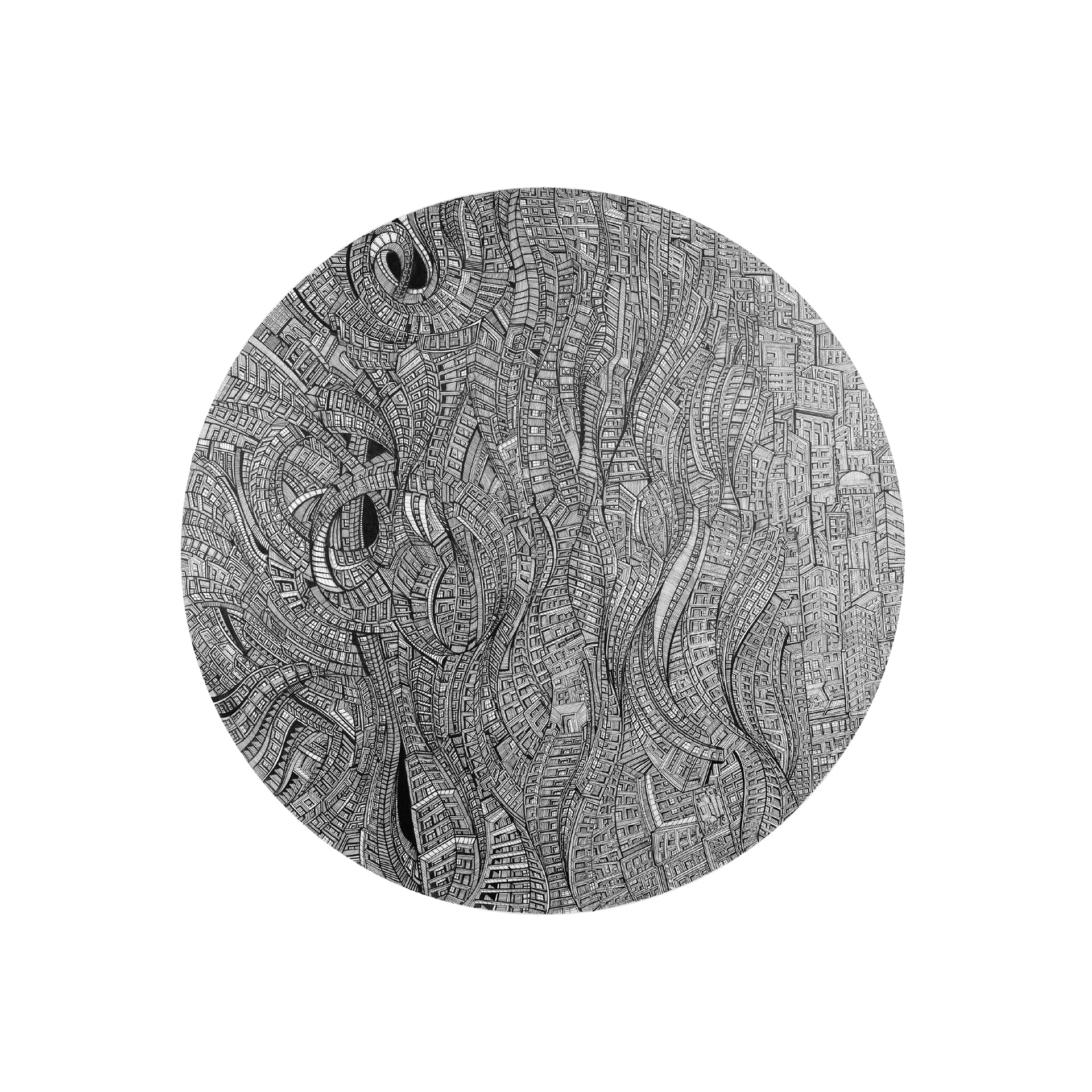 Tuval üzerine Akrilik Siyah Mürekkep / Acyrlic on Canvas & black ink 110cm X 110cm