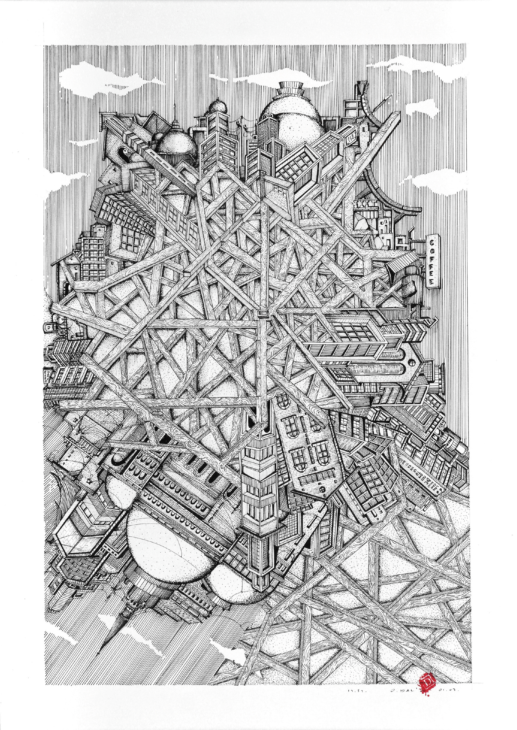 Kağıt üzerine Siyah Mürekkep / black ink On Paper 30cm X 40cm