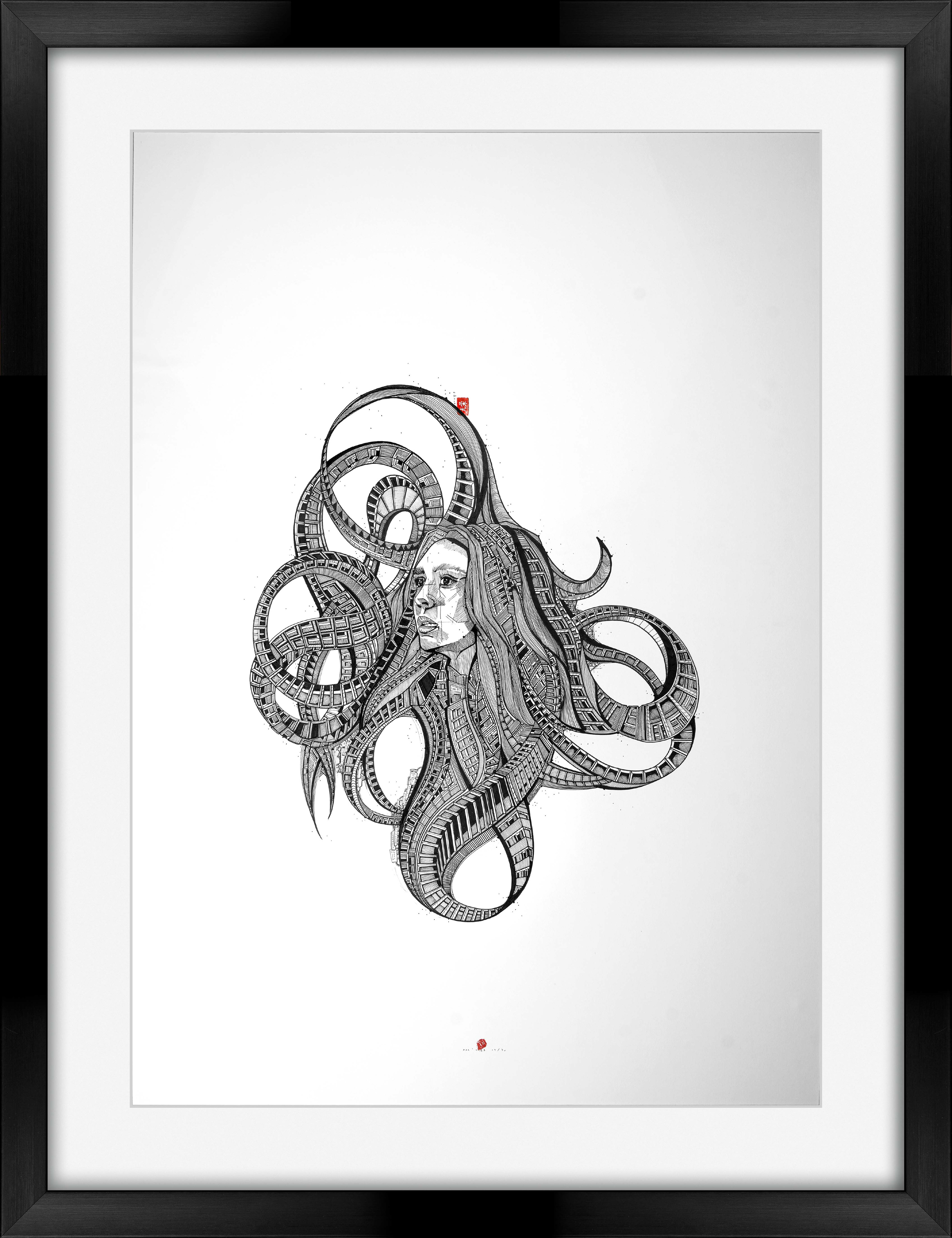 Kağıt üzerine   Siyah Mürekkep /  Black ink On Paper  100cm X 70cm