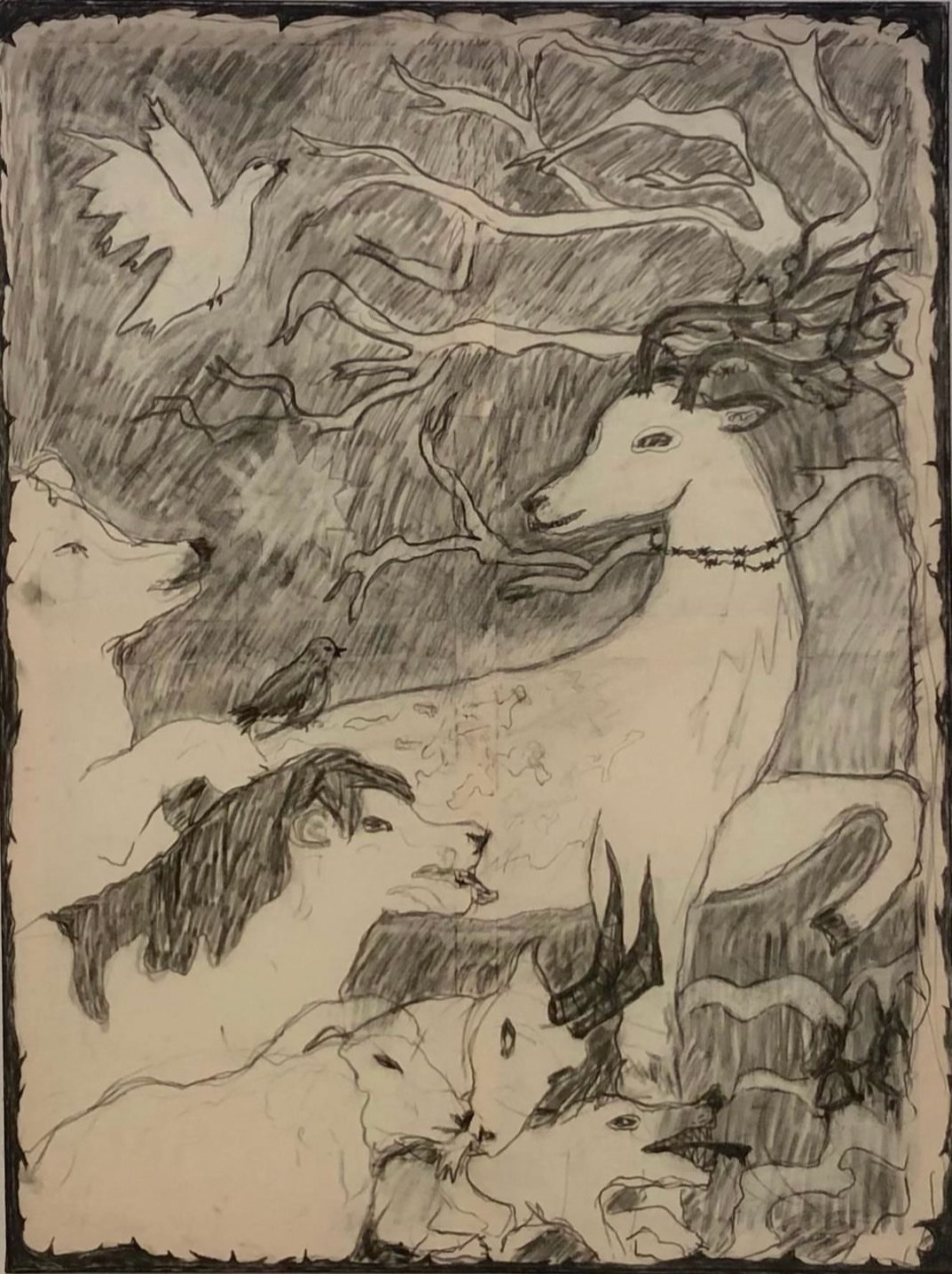 escape 110x80 charcoal on linen