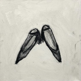 untitled (mary janes), 30x30 charcoal on canvas