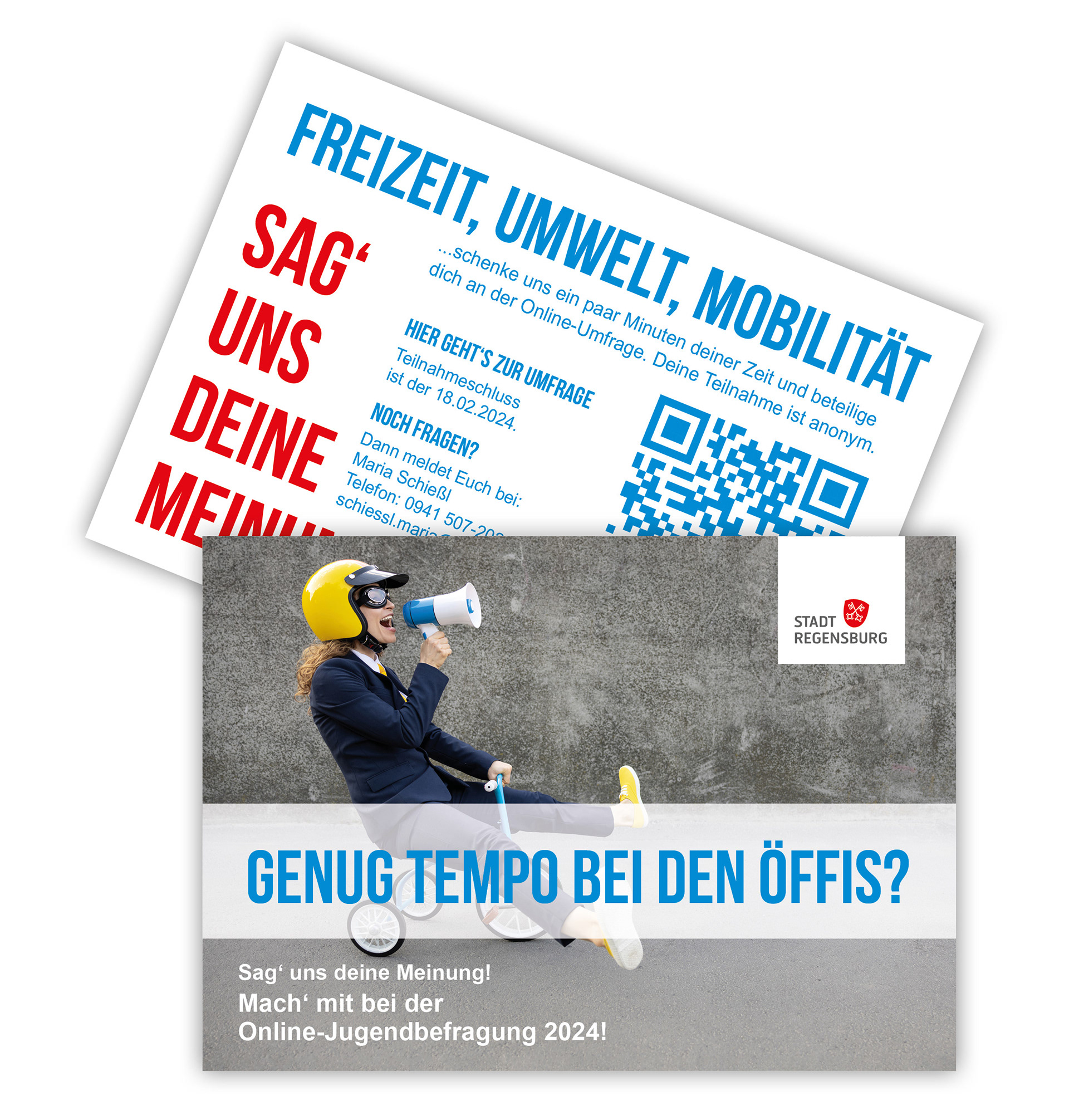 Postkarten mit QR-Code zur Online-Befragung