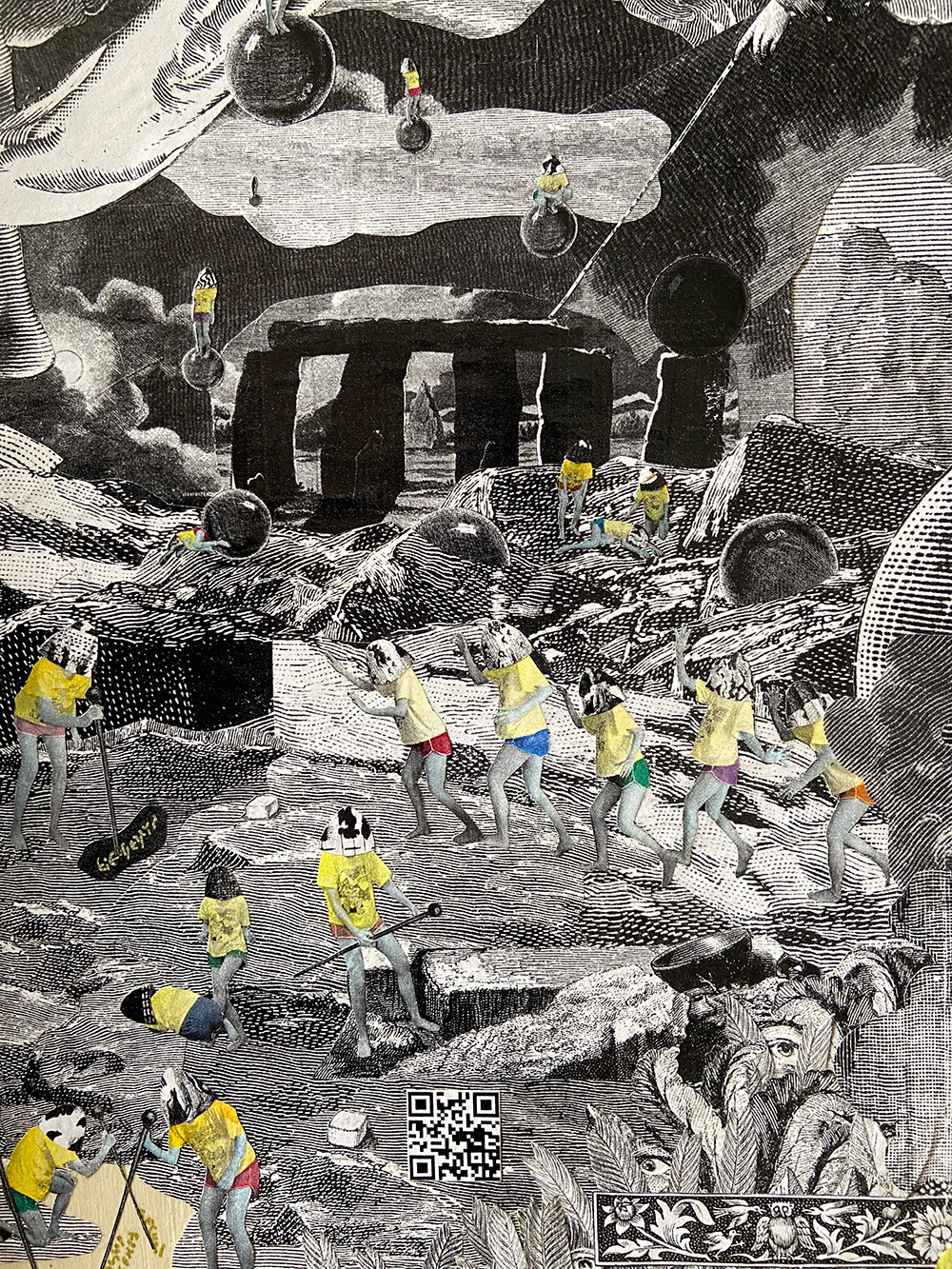 collage work with a QR code embedded