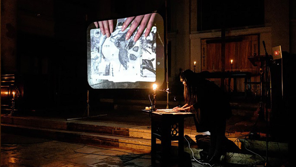 Use of the tarot card for performance with Nissa Nishikawa at FEAST, Shoreditch Church, 28th Feb 2016