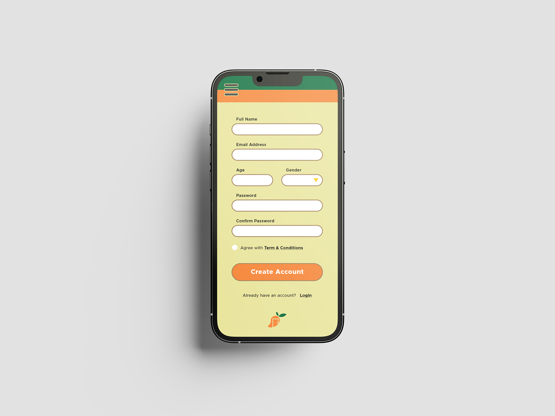 Mobile App Screen - Sign Up