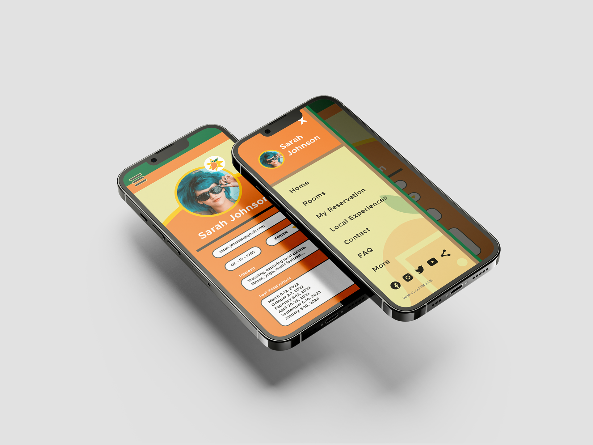 Mobile App Screen - Profile & Side Menu
