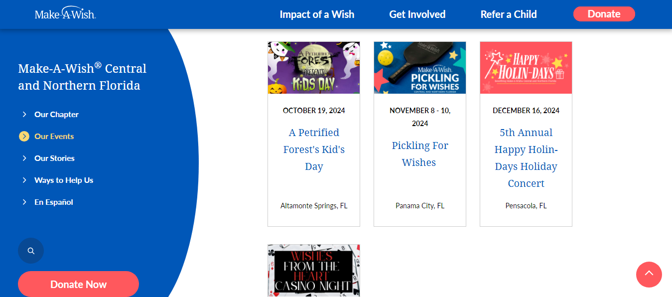 On Make-A-Wish Website