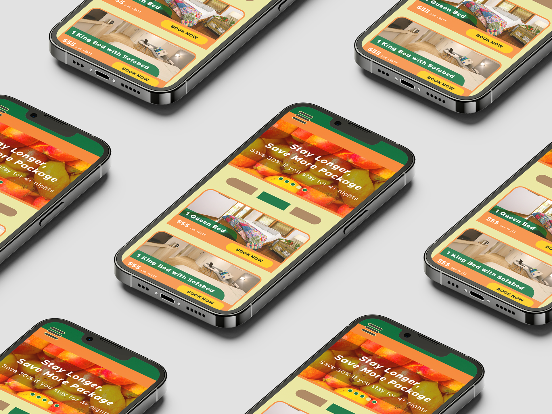 Mobile App Screen - Hotel Rooms