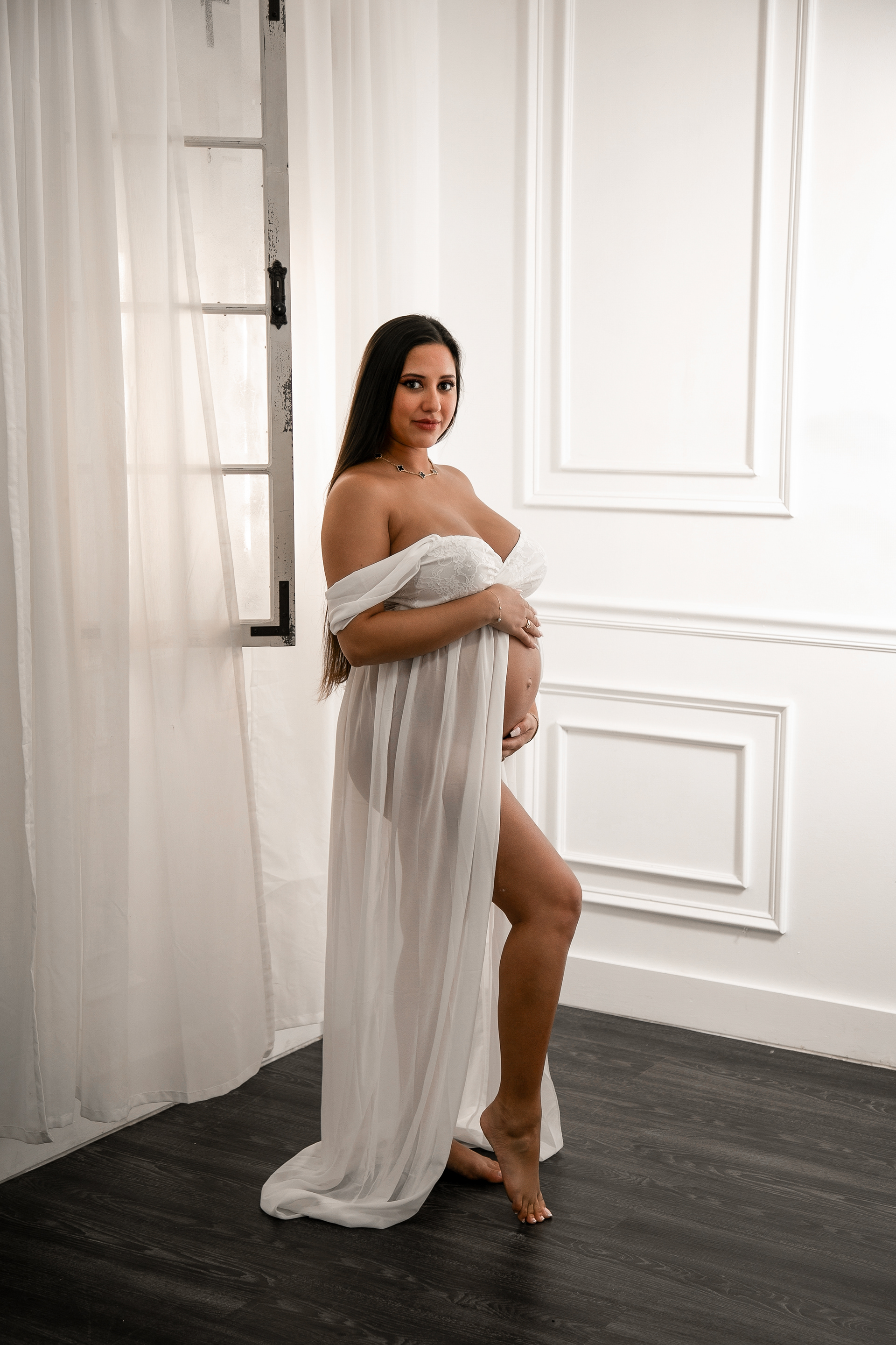 Whitee Maternity Gown (Fits S-L) $25