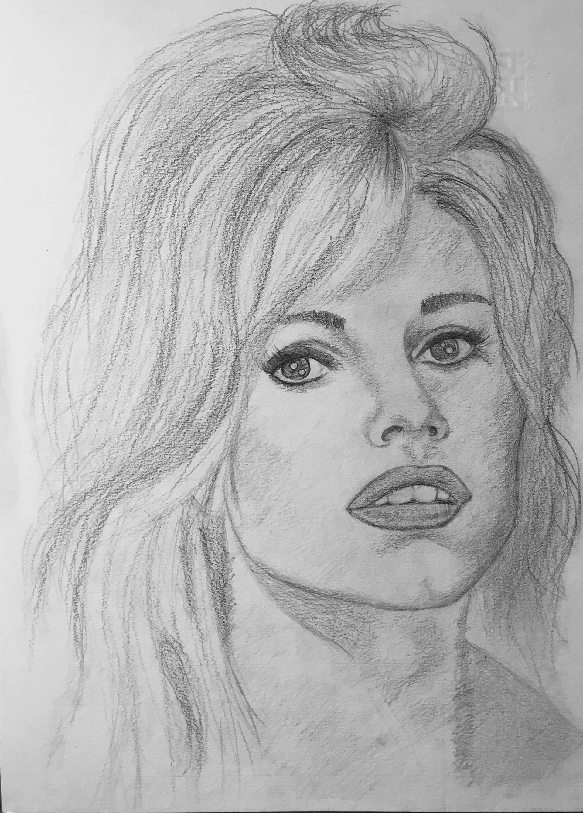 Tribute to Brigitte Bardot, pencil & charcoal.