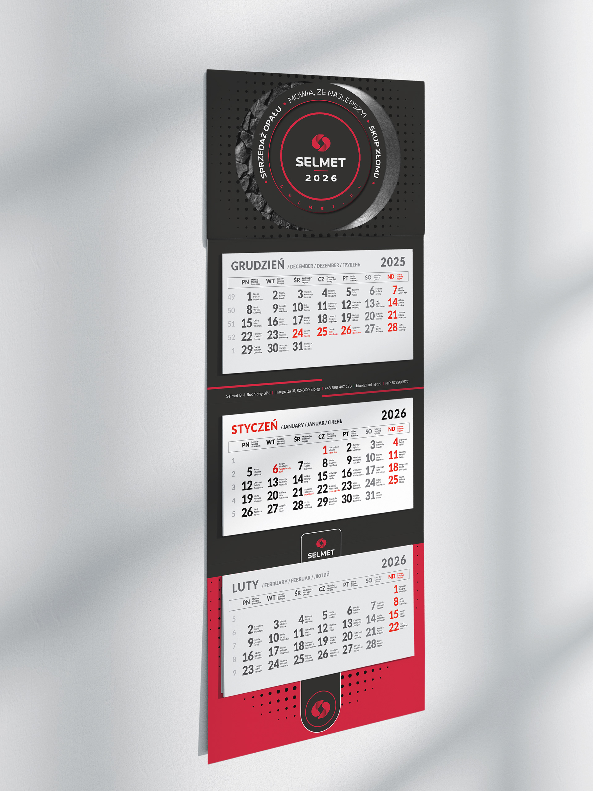 kalendarz trójdzielny | Selmet