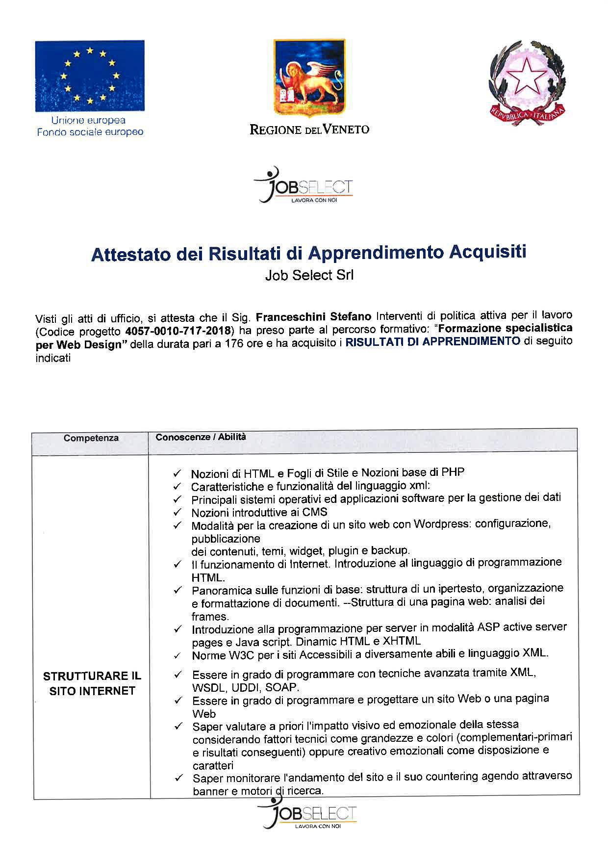 Attestato Web Designer