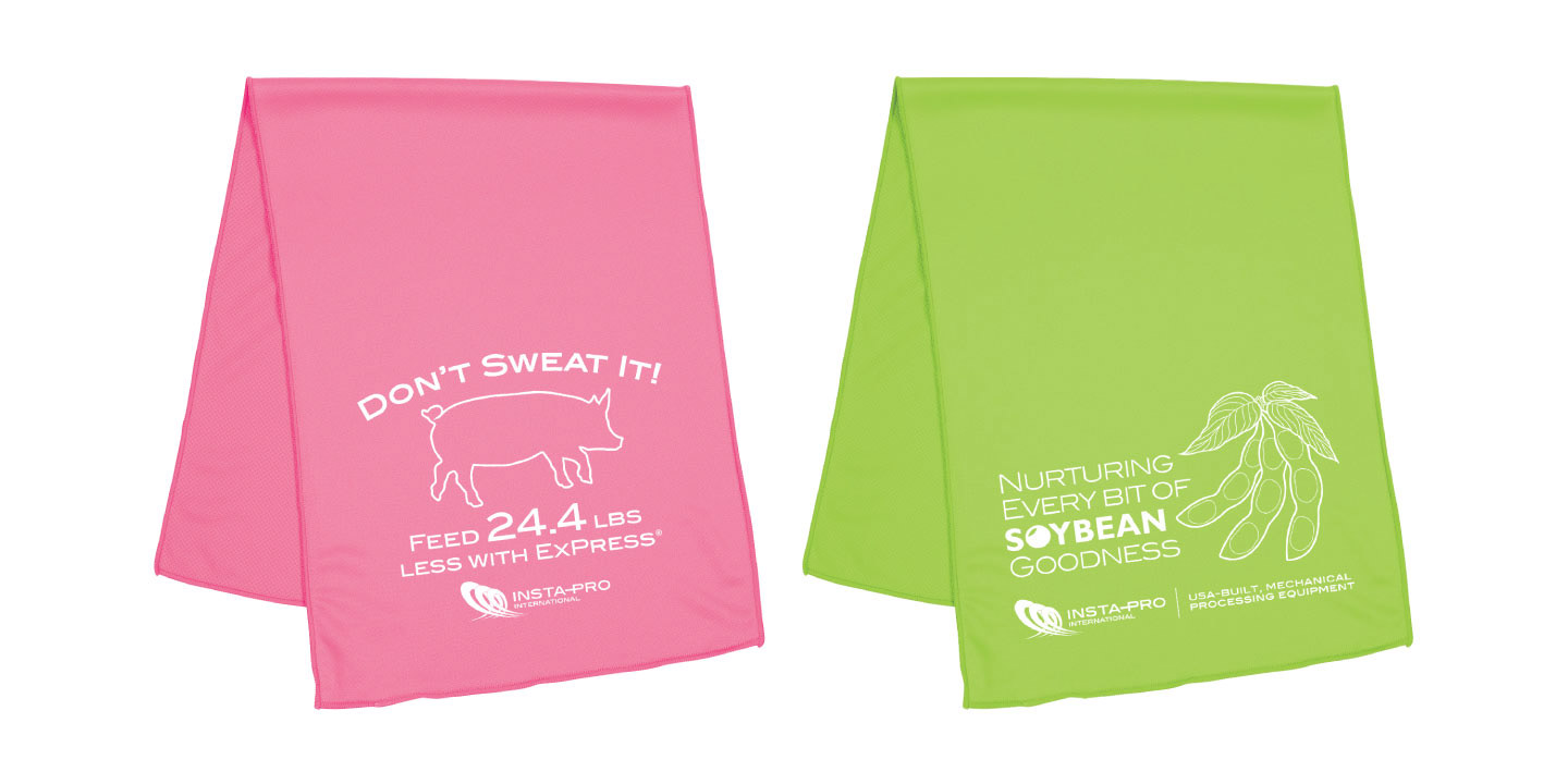 Cooling towels designed for tradeshow giveaway items