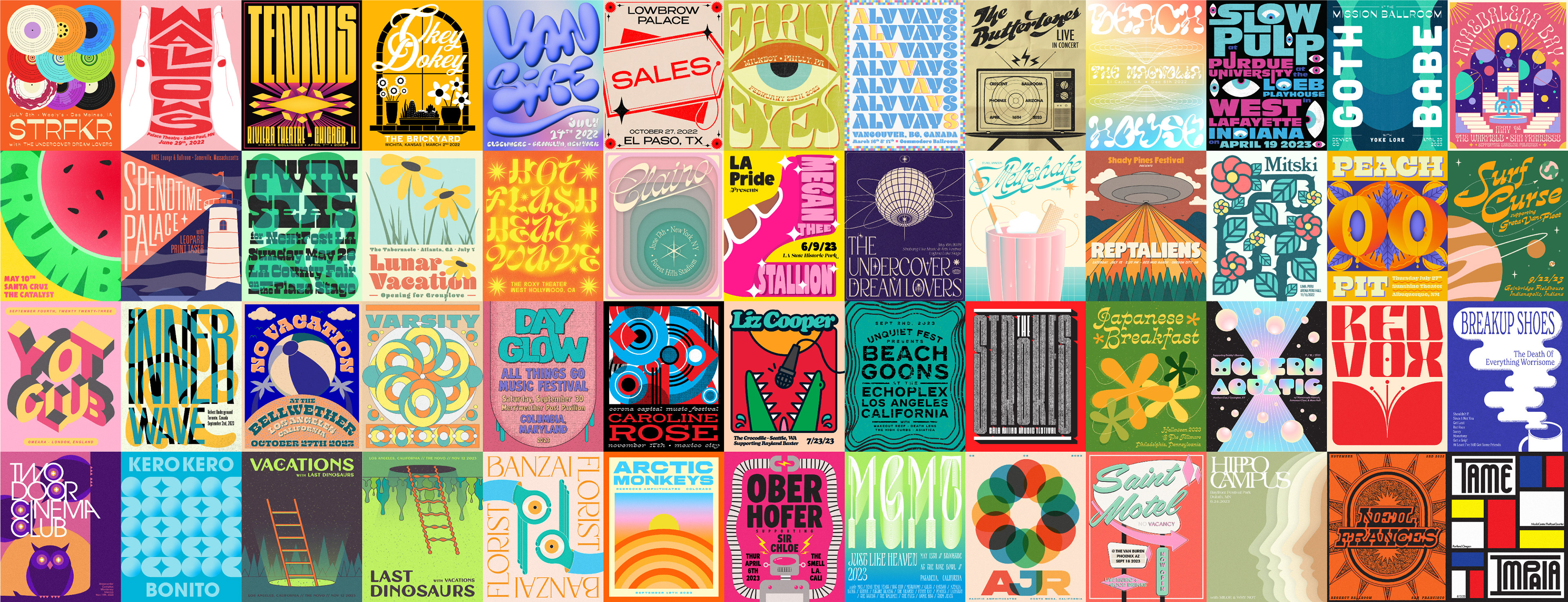 Personal art challenge to make a gig poster once a week for an entire year - 2023