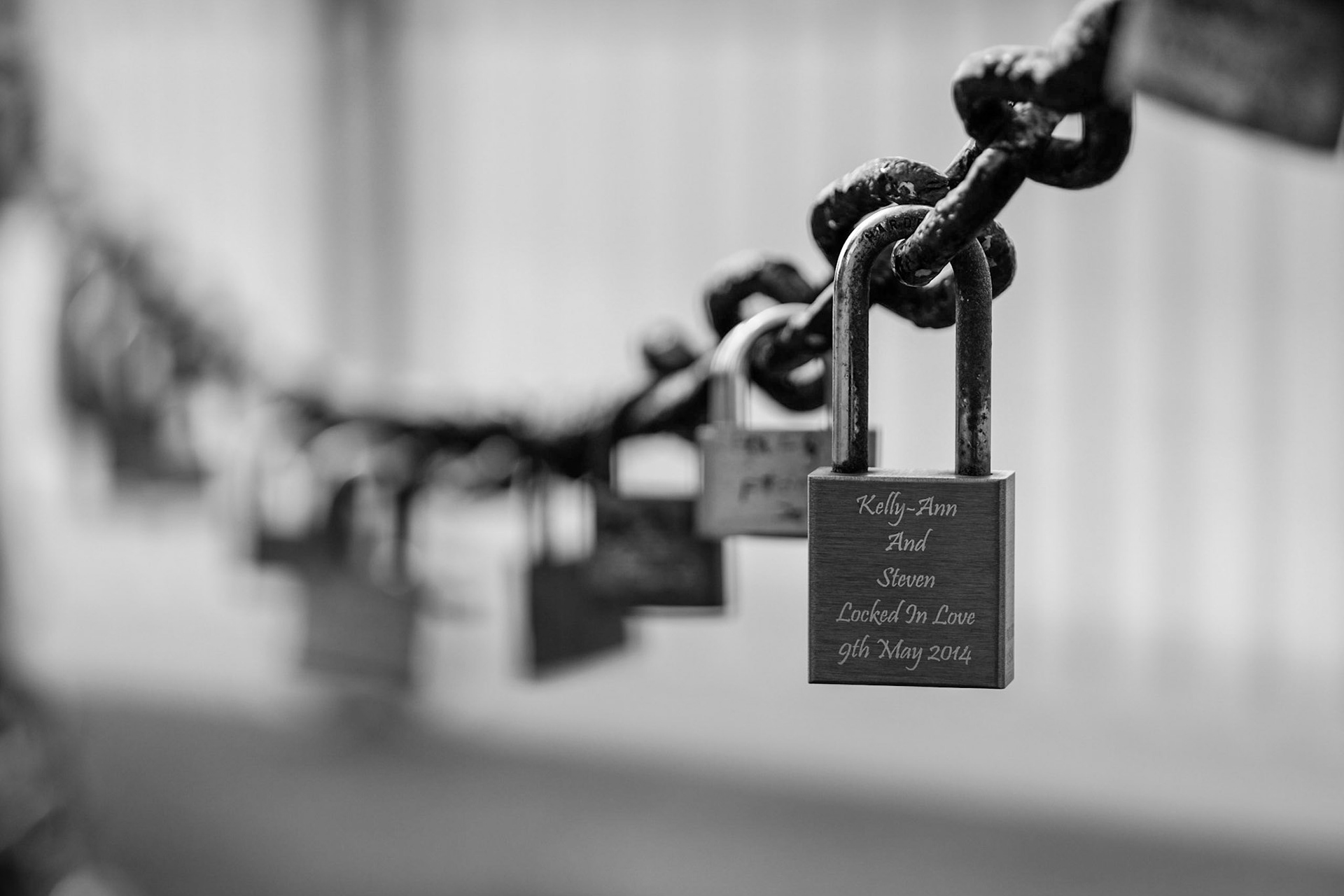 One of the many padlocks along the edge of Albert Dock, Liverpool